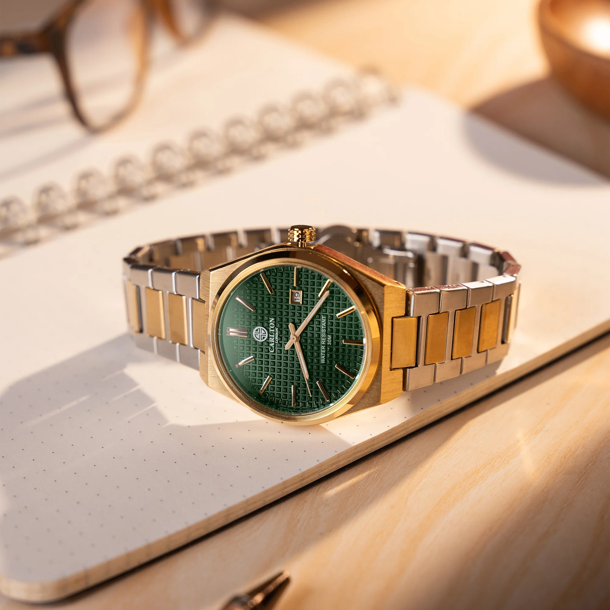 Alfred Men Green/Silver Gold Dual Tone Analog Watch - CLMWT-02 - Image 3