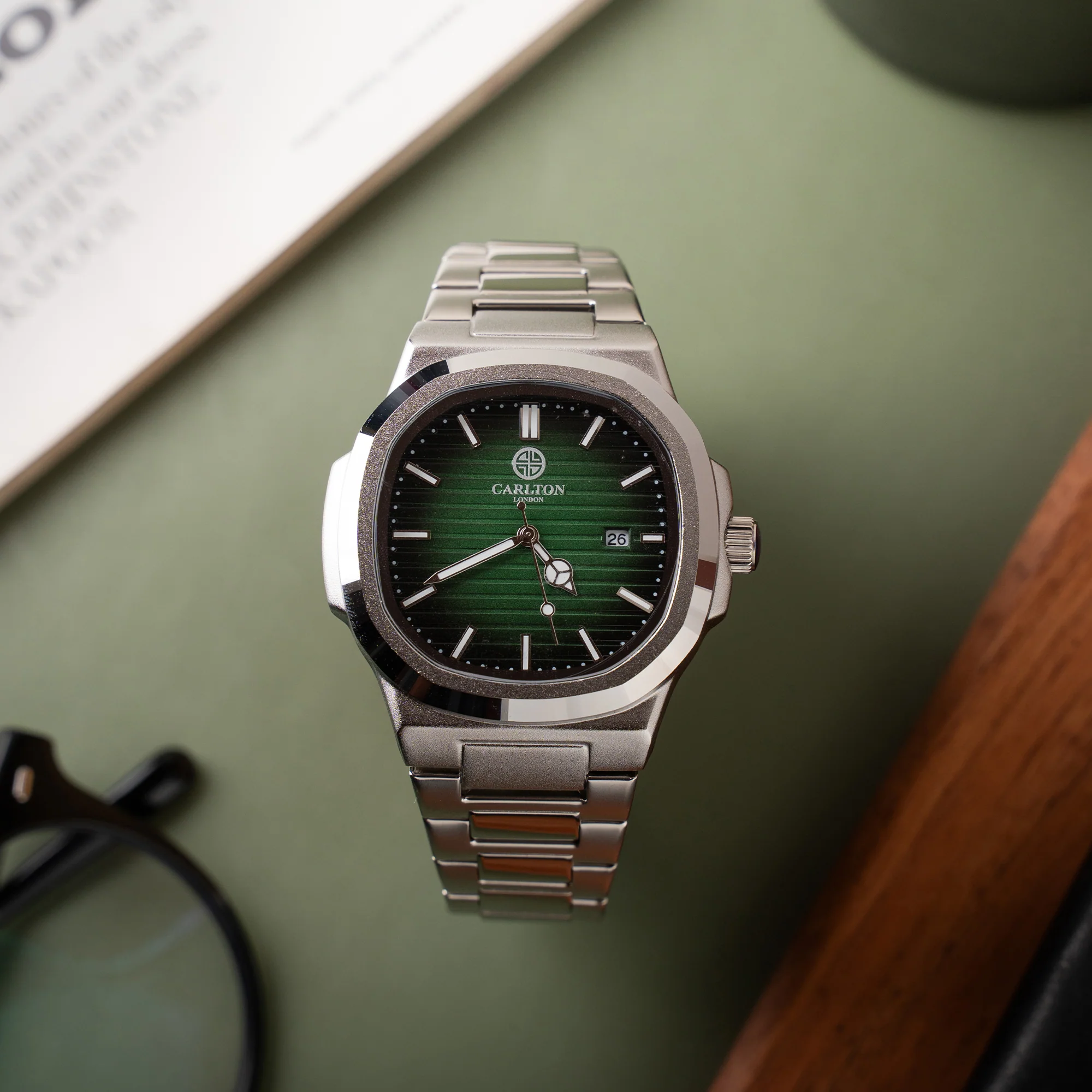 Arthur: Men's Green/Silver Stainless Steel Analog Watch - CLSGRNNM - Image 5