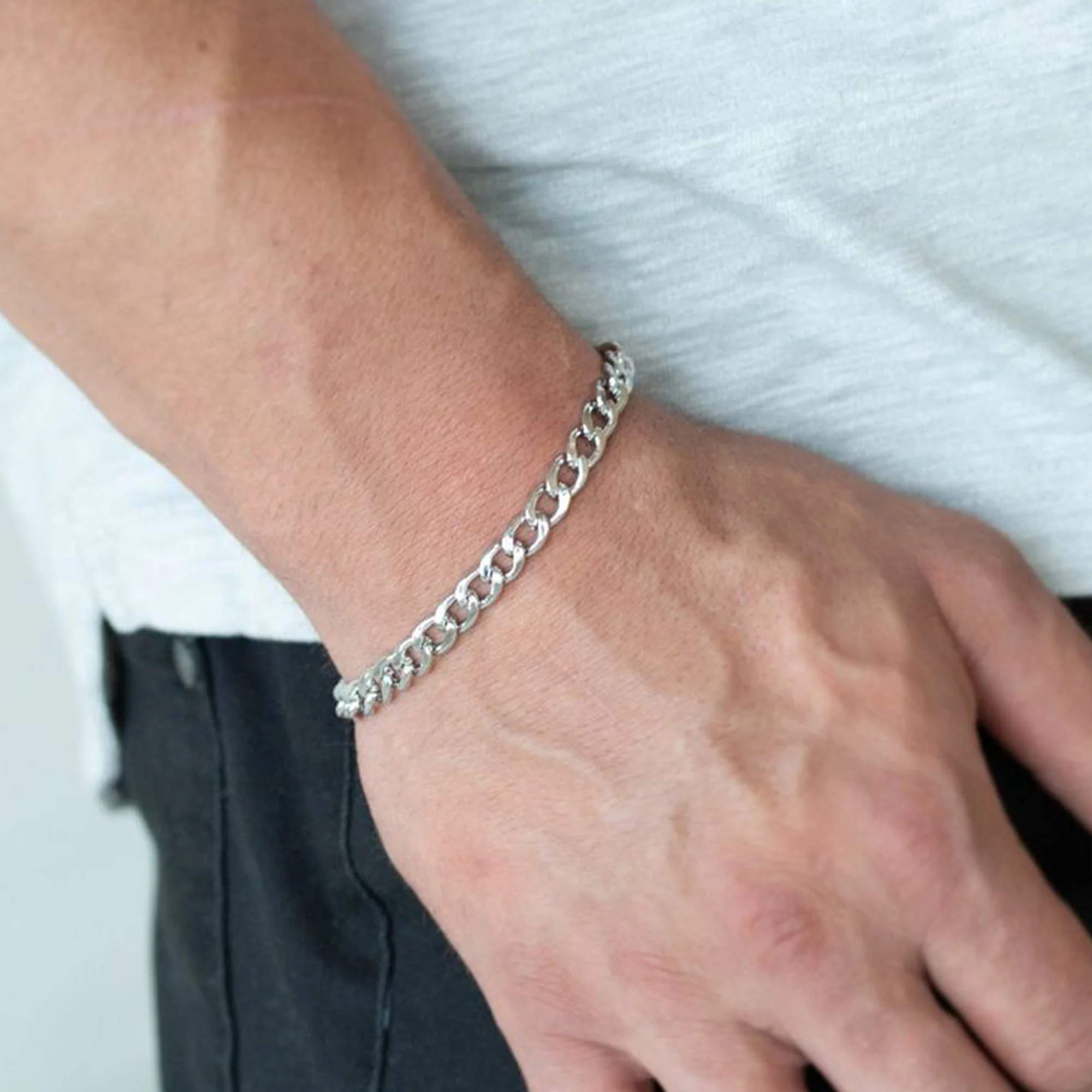 Carlton London Braided Silver Men's Chain Bracelet - CLJW-24