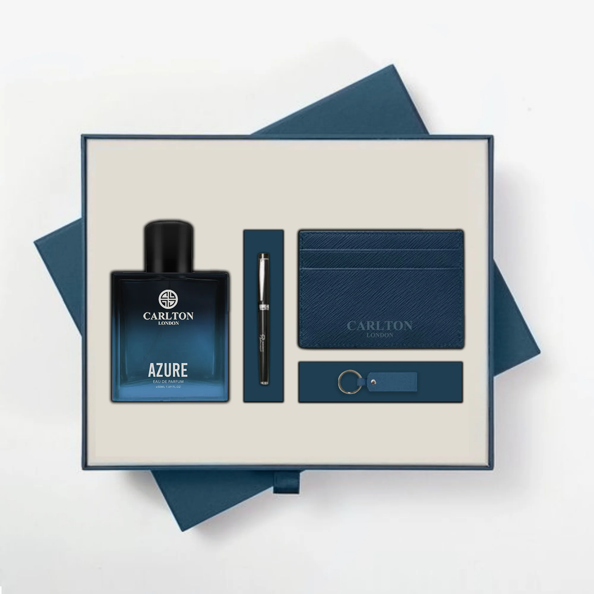 GIFT SET OF 4 Azure Perfume + Pen + Key Chain + Card Holder - CLPLG038