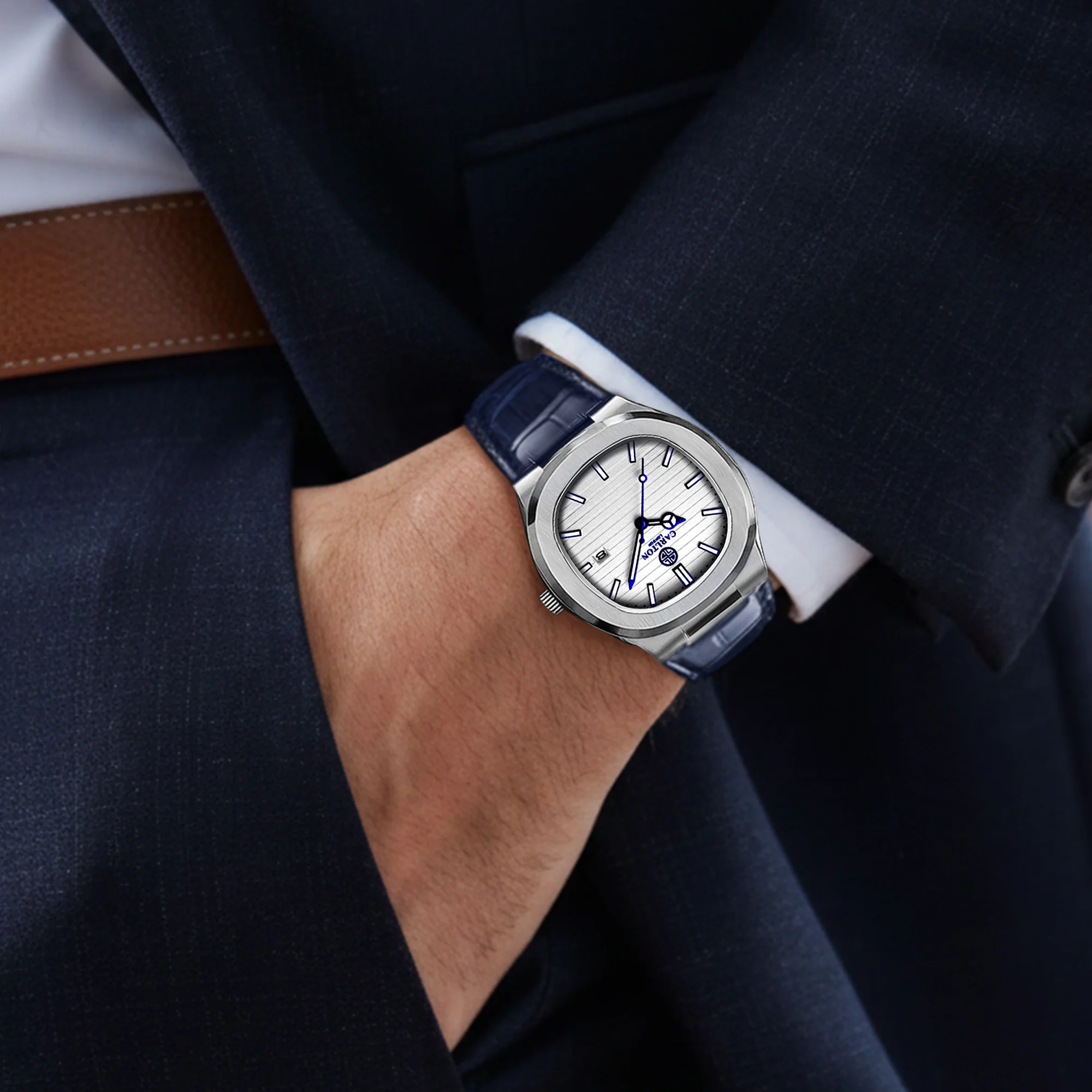 Carlton London Men Jordan White/Blue Analog Watch - CLJOR-005 - Image 2
