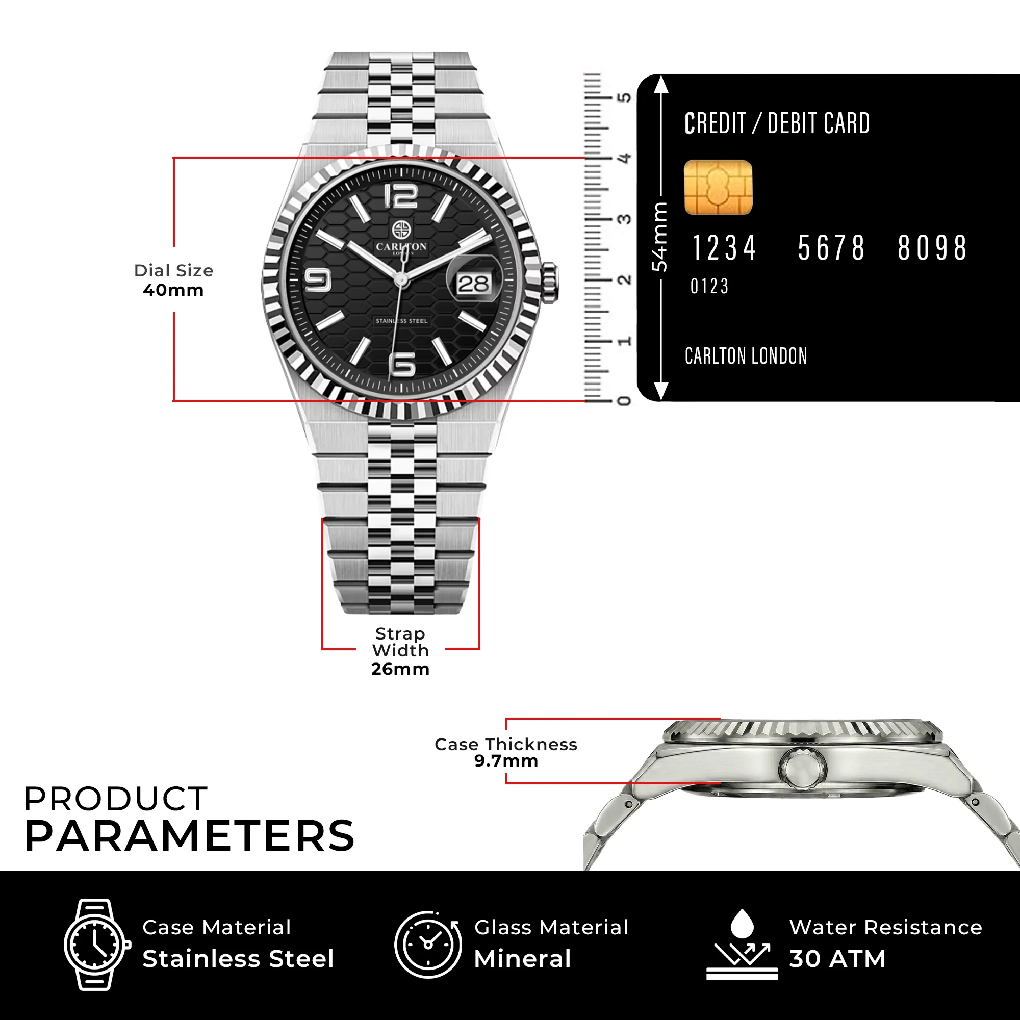 Carlton London Men Rover Black/Silver Analog Watch CL-ROVER-BLK - Image 5