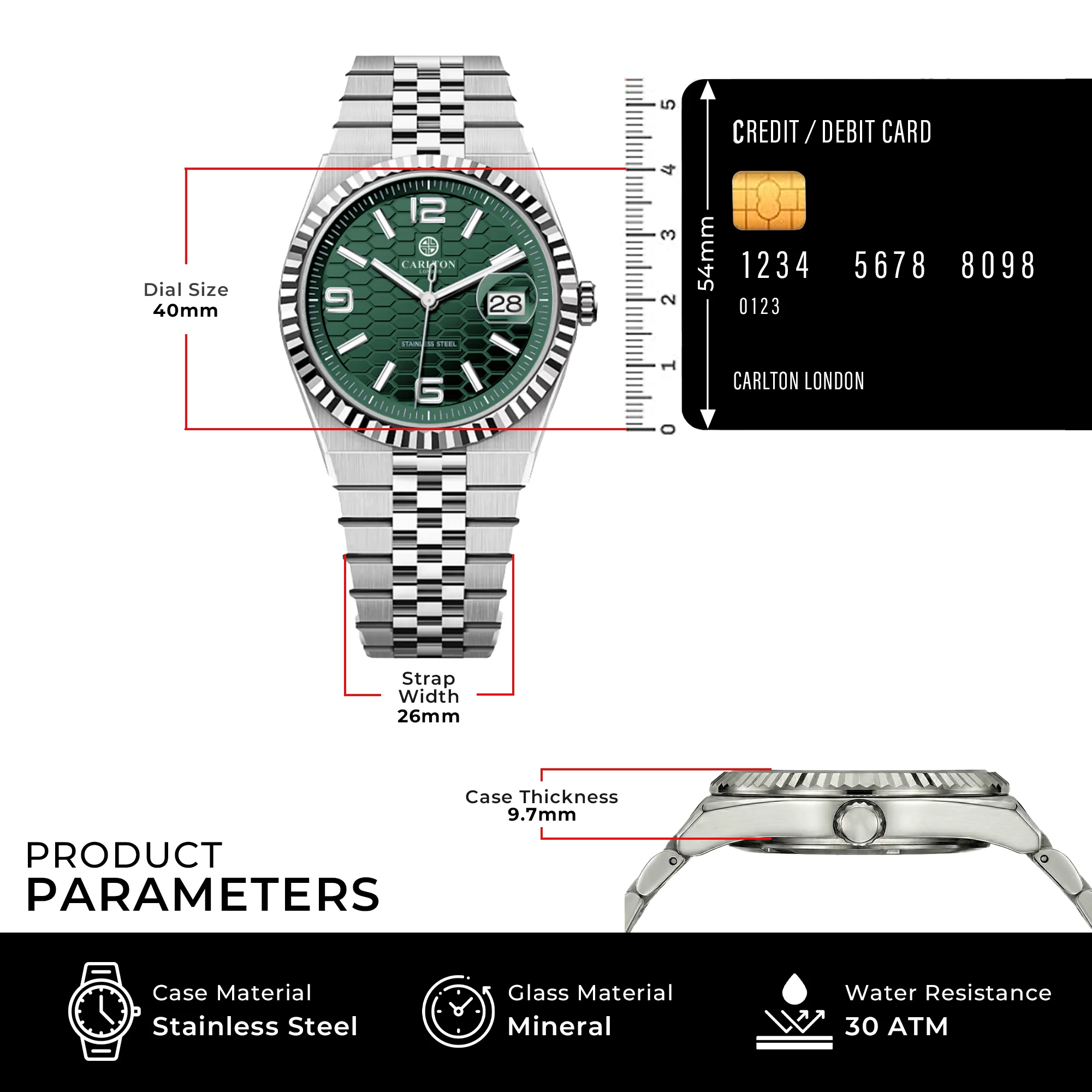 Carlton London Men Rover Green/Silver Analog Watch CL-ROVER-GRN - Image 5