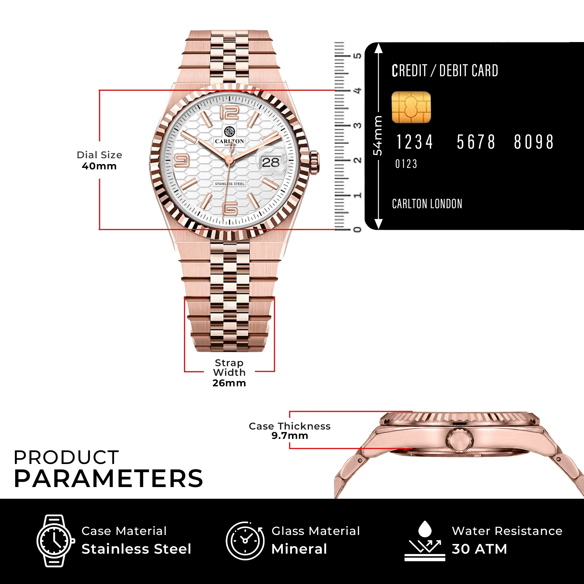 Carlton London Men Rover White/Rose Gold Analog Watch CL-ROVER-RGWHT - Image 5
