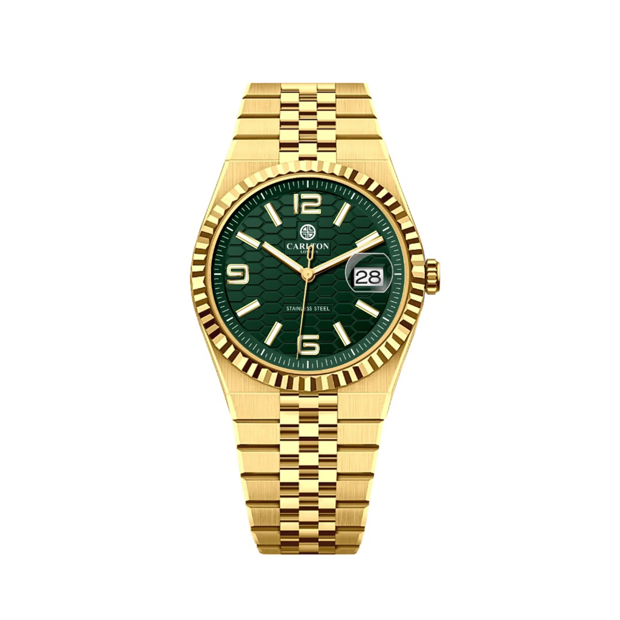 Carlton London Men Rover Green/Gold Analog Watch CL-ROVER-GOLD - Image 4