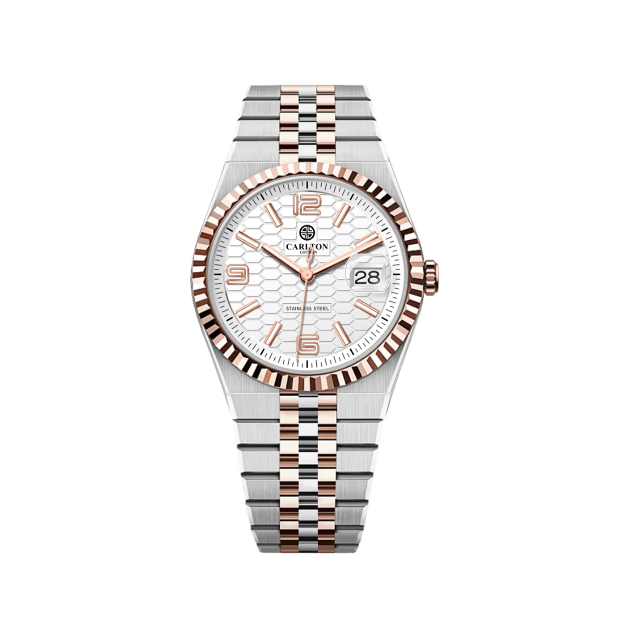 Carlton London Men Rover White/Silver Rose Gold Analog Watch CL-ROVER-SLWHT - Image 3