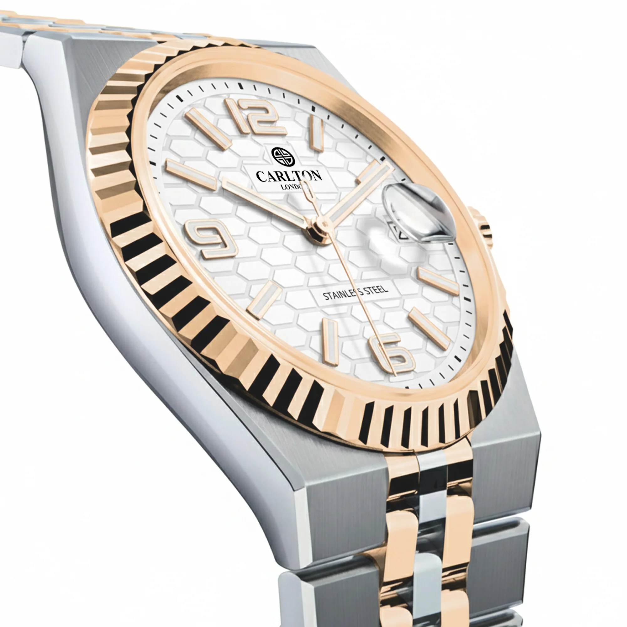 Carlton London Men Rover White/Silver Rose Gold Analog Watch CL-ROVER-SLWHT - Image 4