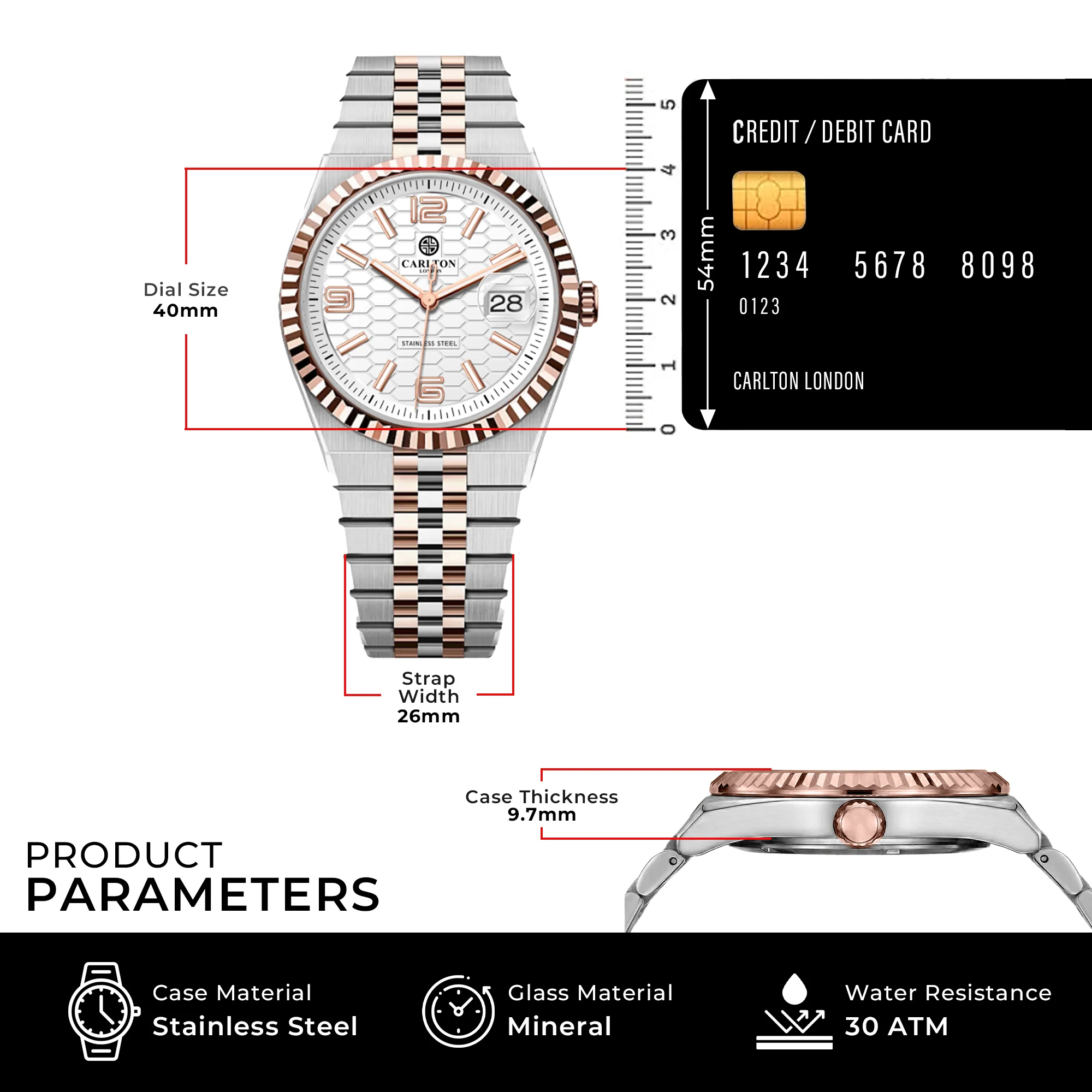 Carlton London Men Rover White/Silver Rose Gold Analog Watch CL-ROVER-SLWHT - Image 5