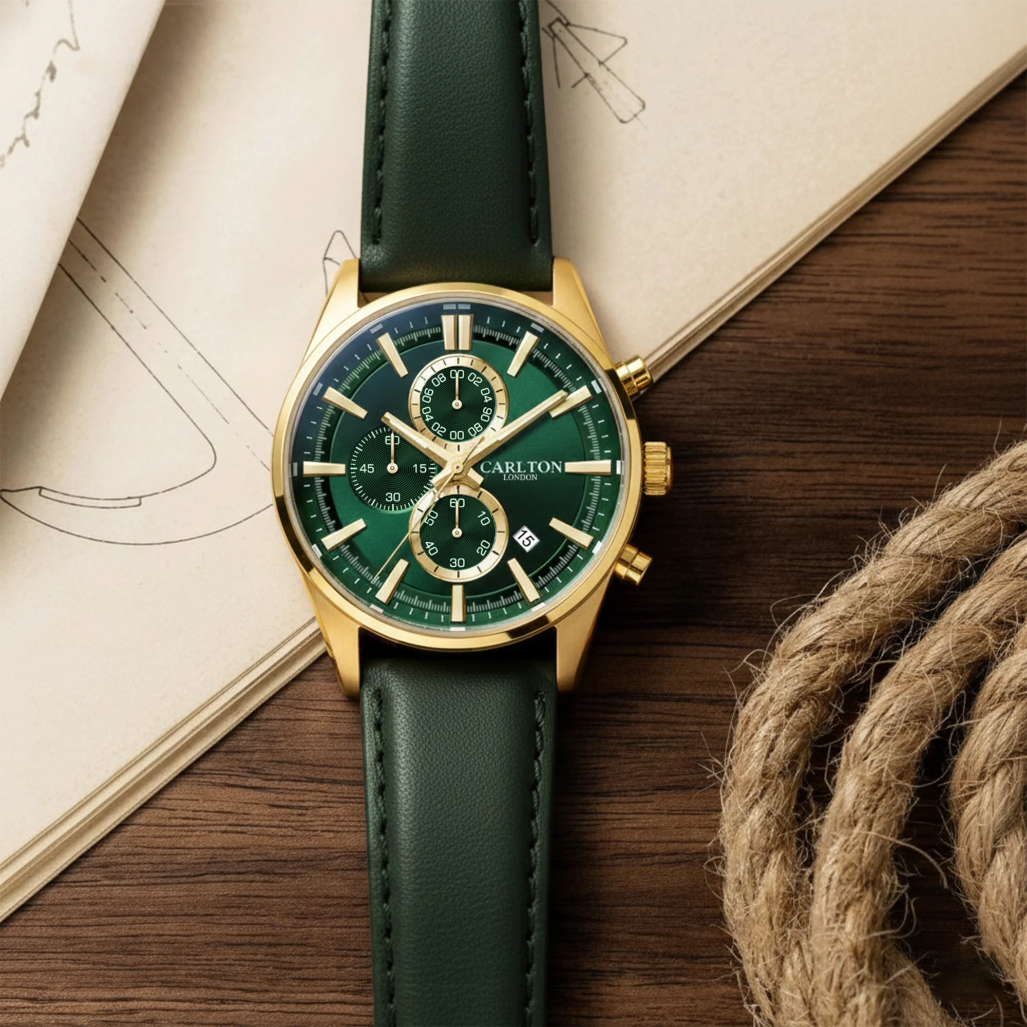 Carlton London Men Windsor Green Analog Watch CL-WD-GRN - Image 2