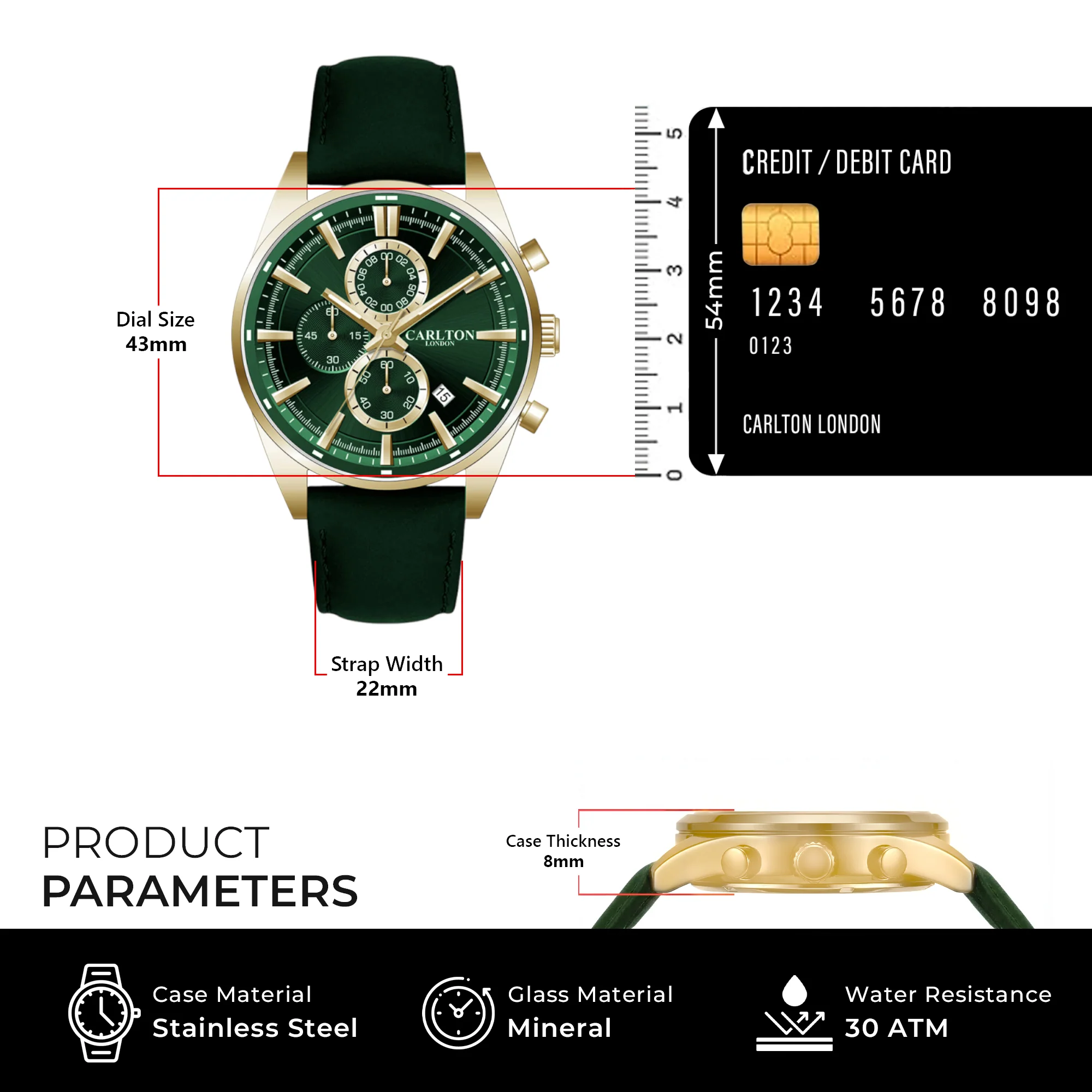 Carlton London Men Windsor Green Analog Watch CL-WD-GRN - Image 4