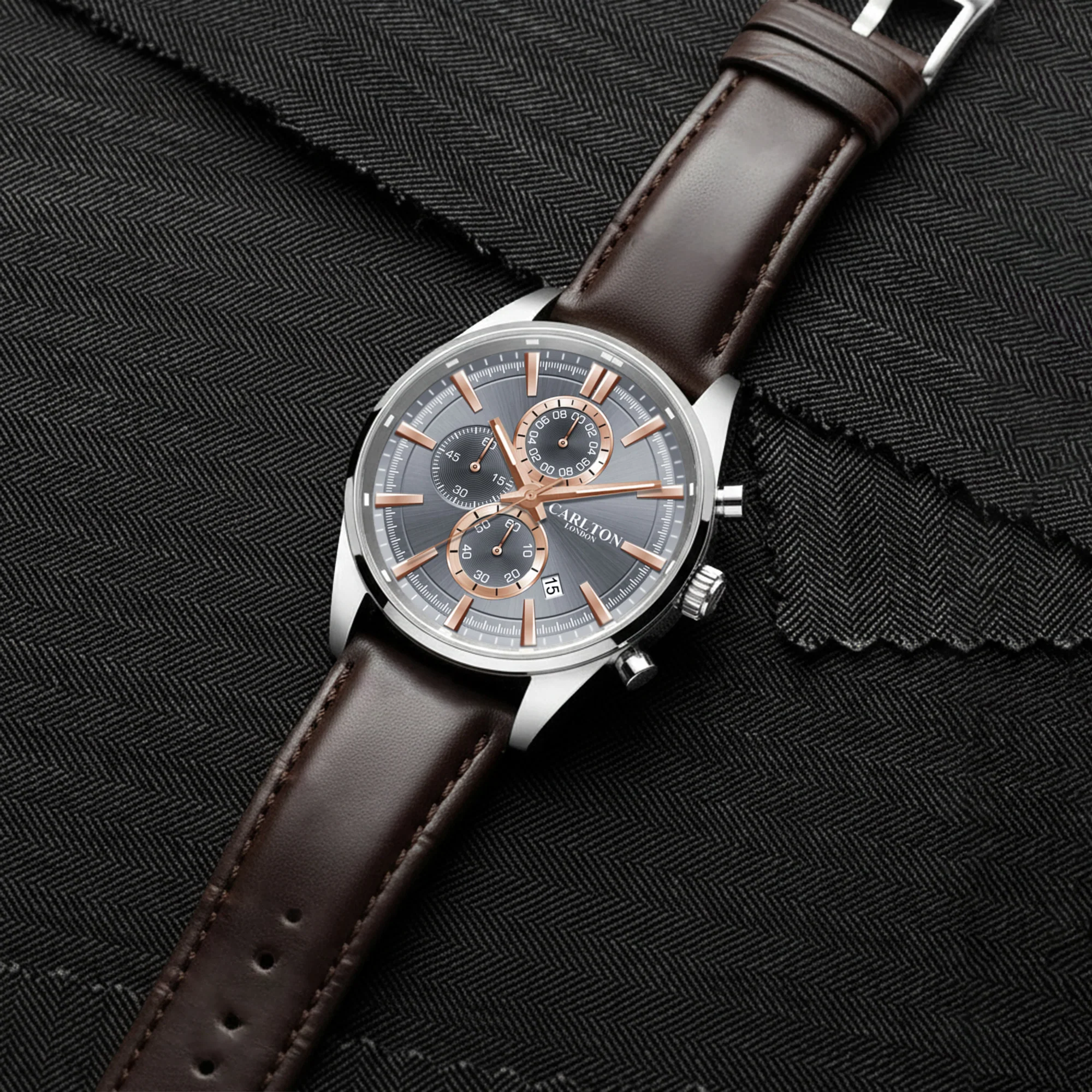 Carlton London Men Windsor Light Grey Analog Watch CL-WD-LGR - Image 2