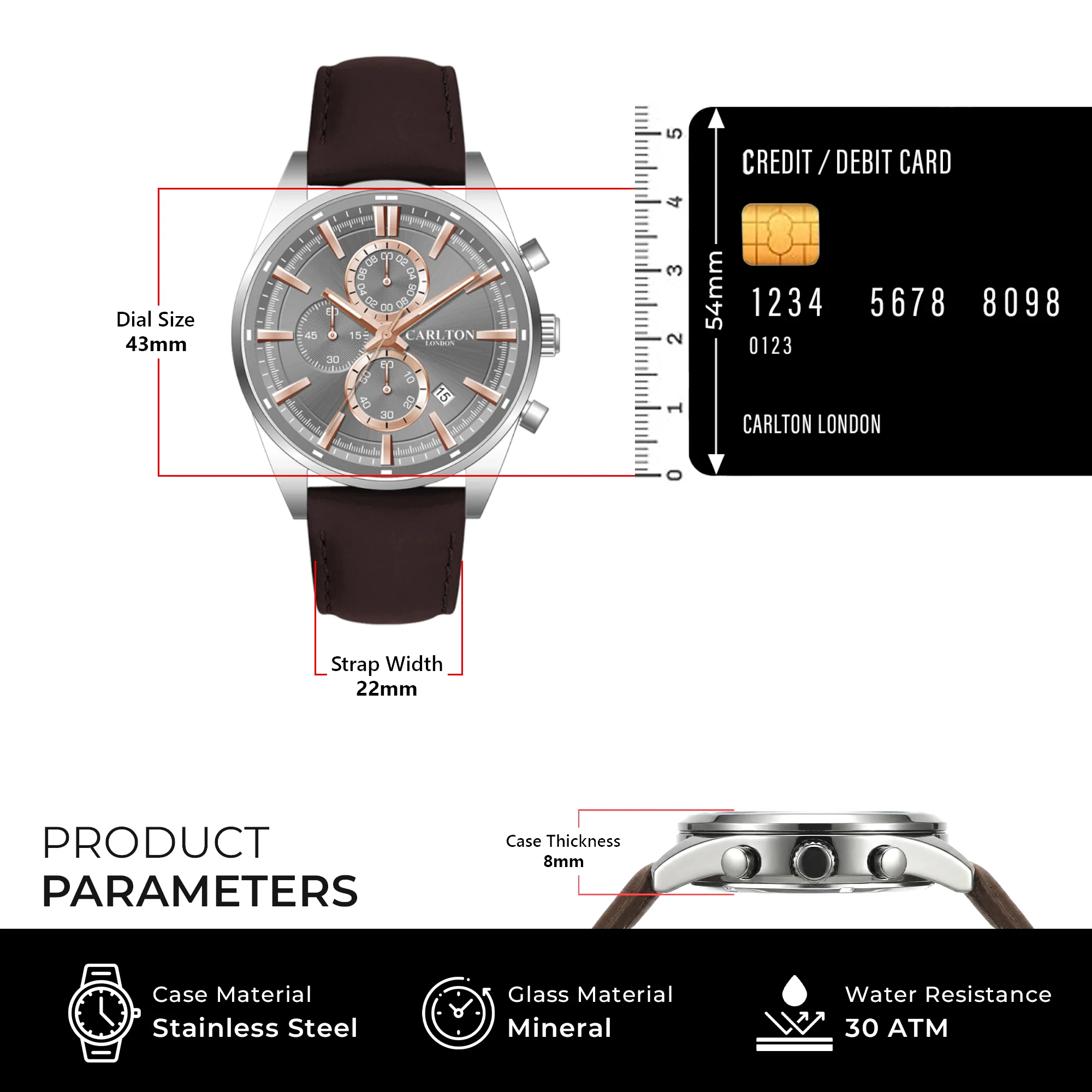 Carlton London Men Windsor Light Grey Analog Watch CL-WD-LGR - Image 4