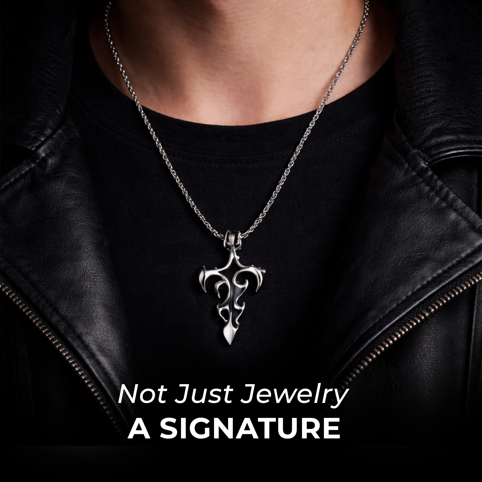 Carlton London Men's Rugged Black Stainless Steel Pendant Locket Necklace CLJW-45 - Image 2
