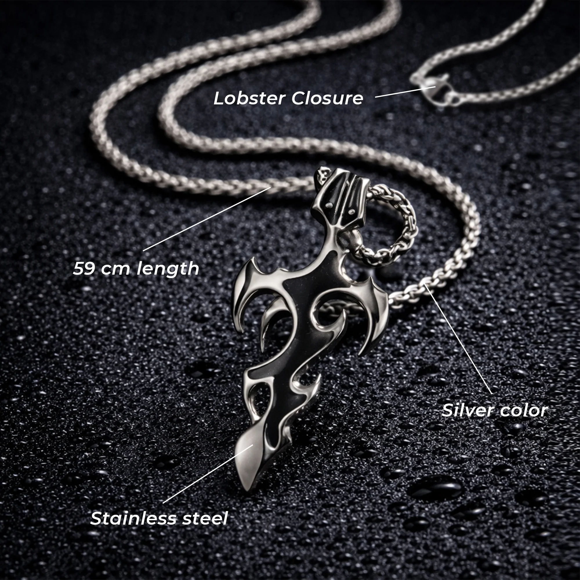 Carlton London Men's Rugged Black Stainless Steel Pendant Locket Necklace CLJW-45 - Image 3
