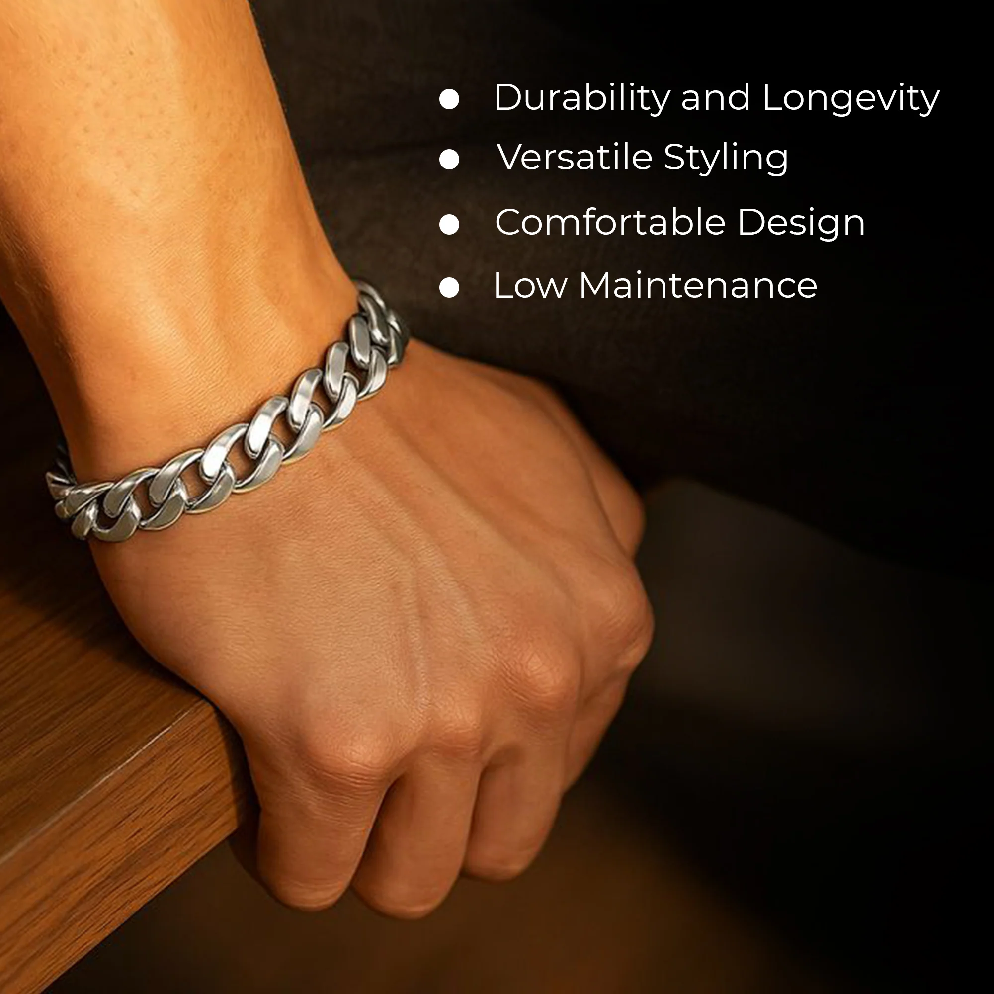 Carlton London Men's Stainless Steel Link Bracelet CLJW-43 - Image 3