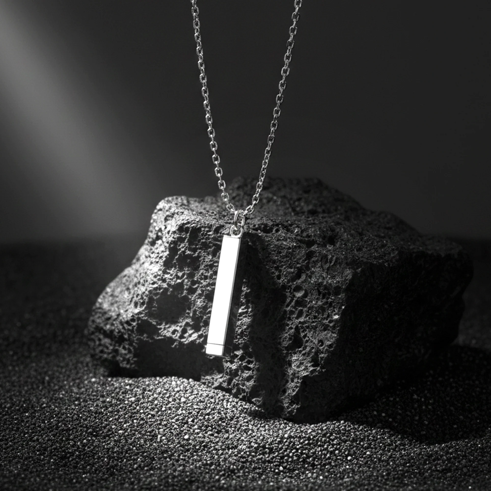 Carlton London Men's Stainless Steel Silver-Plated Rectangular Shaped Pendent With Chain CLJW-47 - Image 2