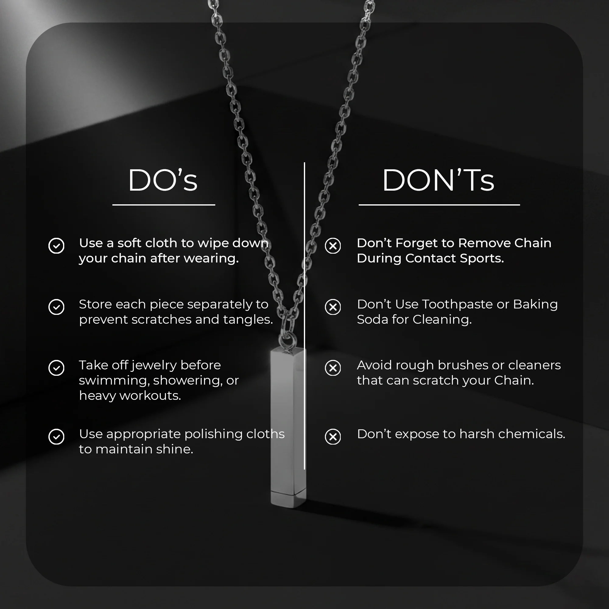 Carlton London Men's Stainless Steel Silver-Plated Rectangular Shaped Pendent With Chain CLJW-47 - Image 4