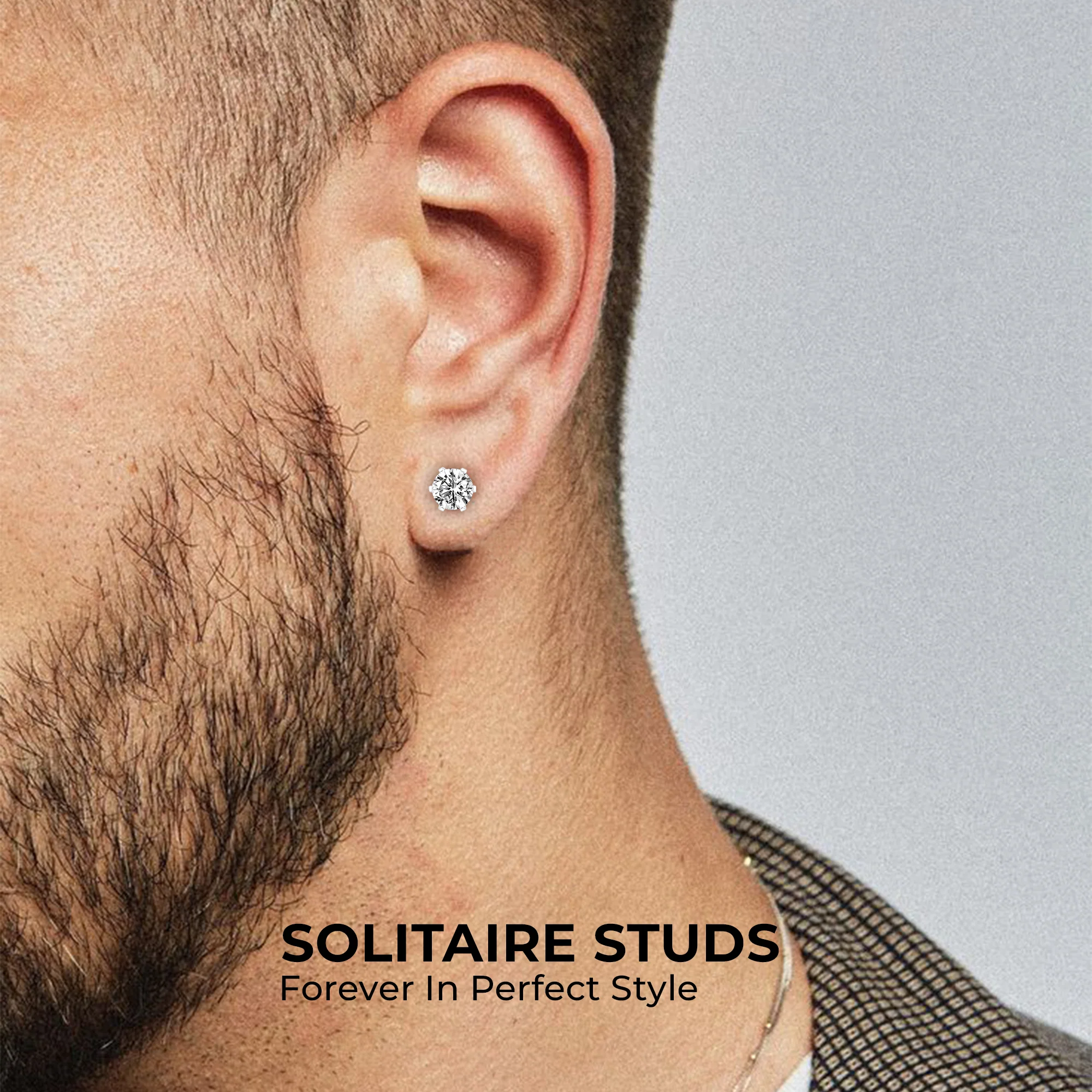 Carlton London Solitaire Silver Men's Studs - CLJW-27 - Image 4