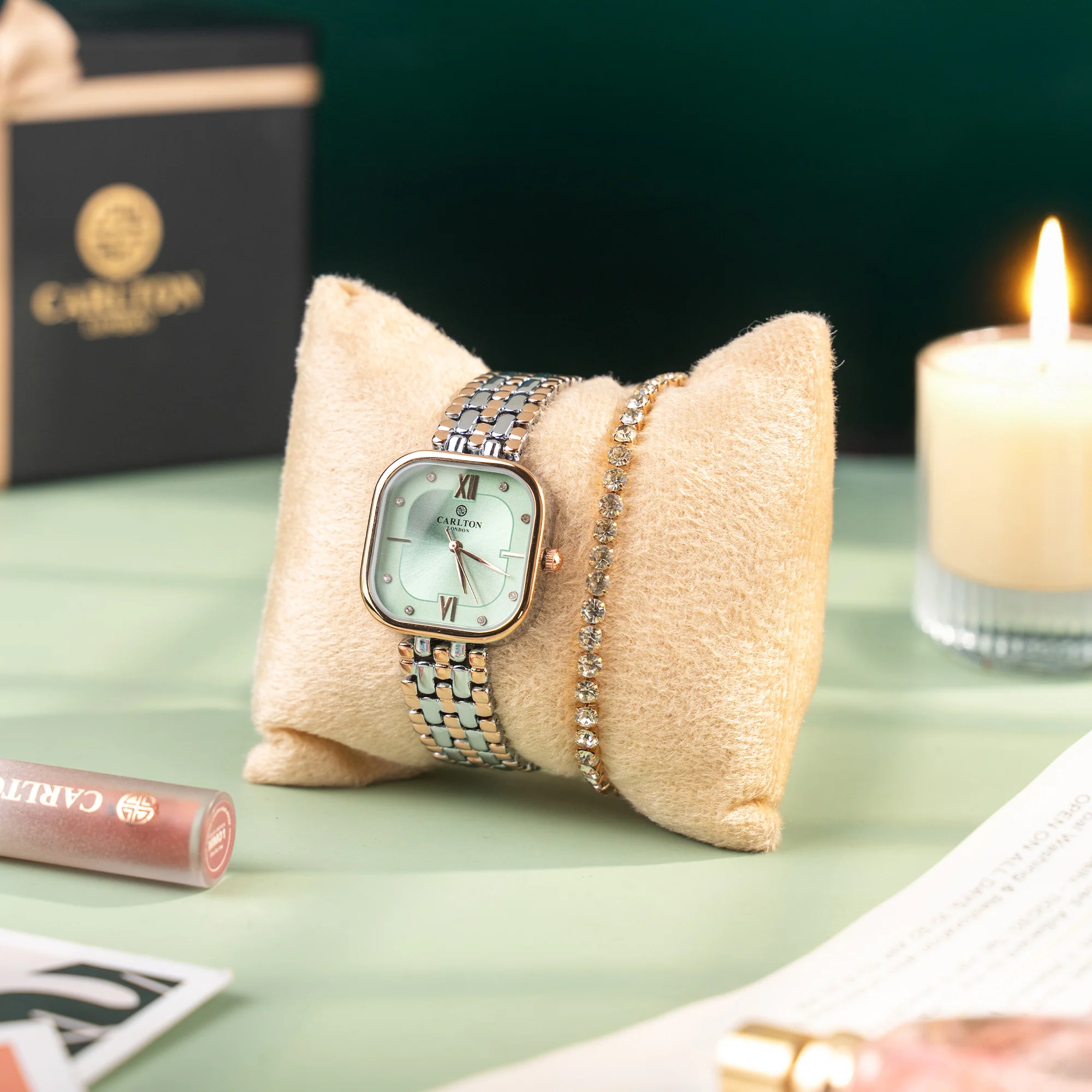 Women Watch Gift 2 - Chelsea Mint Green Analog + Tennis Bracelet - CLPLG107 - Image 4