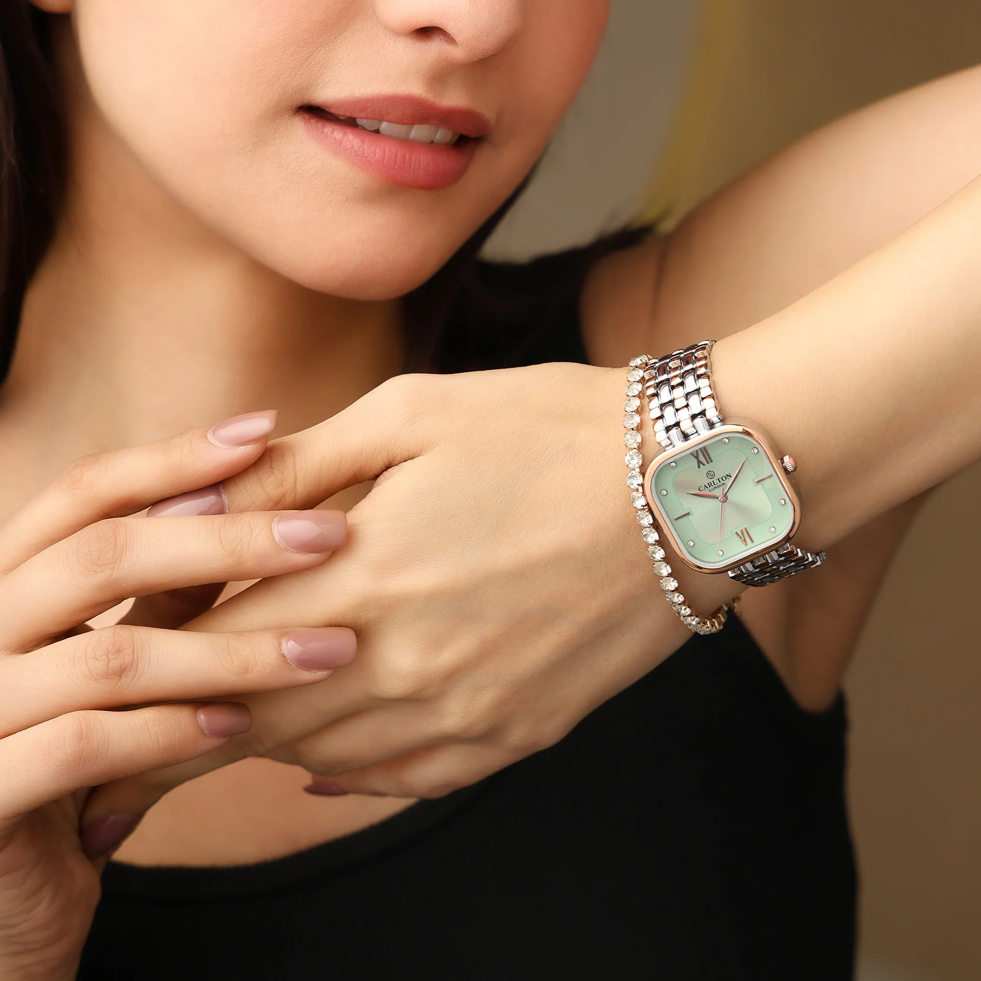 Women Watch Gift 2 - Chelsea Mint Green Analog + Tennis Bracelet - CLPLG107 - Image 5
