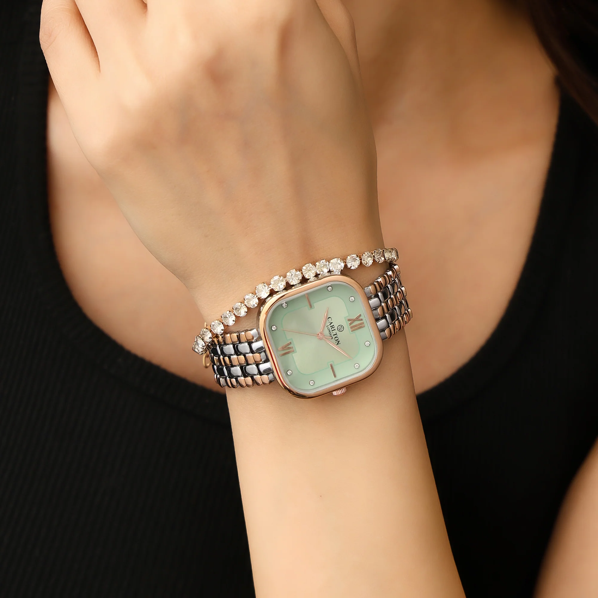 Women Watch Gift 2 - Chelsea Mint Green Analog + Tennis Bracelet - CLPLG107 - Image 6