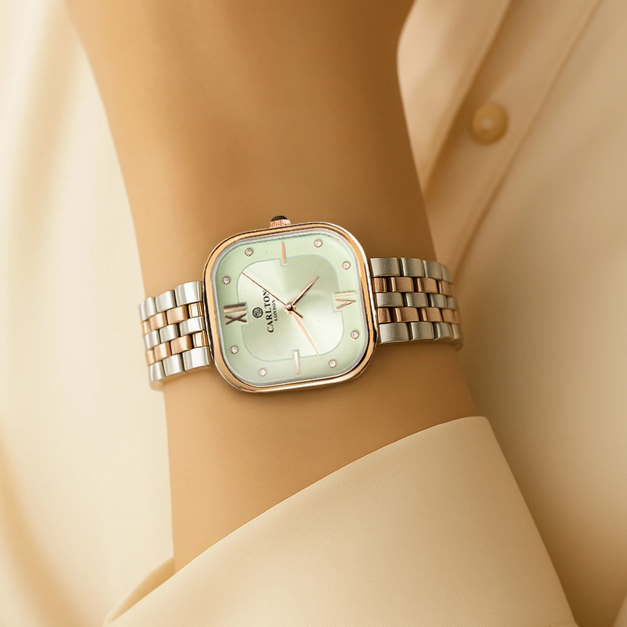 Chelsea: Women Mint Green Dial Stainless Steel Analog Watch - CLSSCLGRN - Image 3