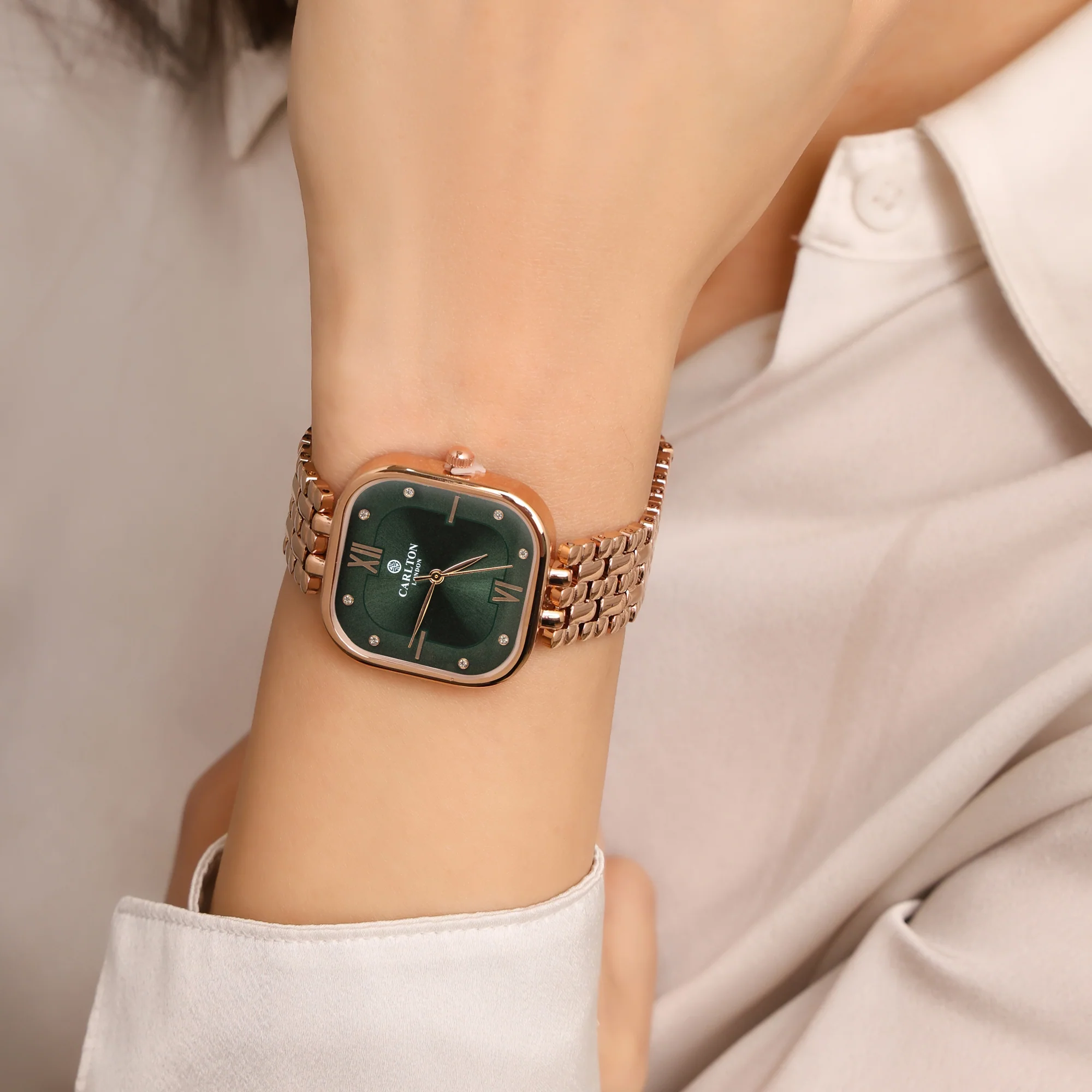 Chelsea: Women Rose Gold/Green Analog Watch - CLSSCDGRN - Image 4