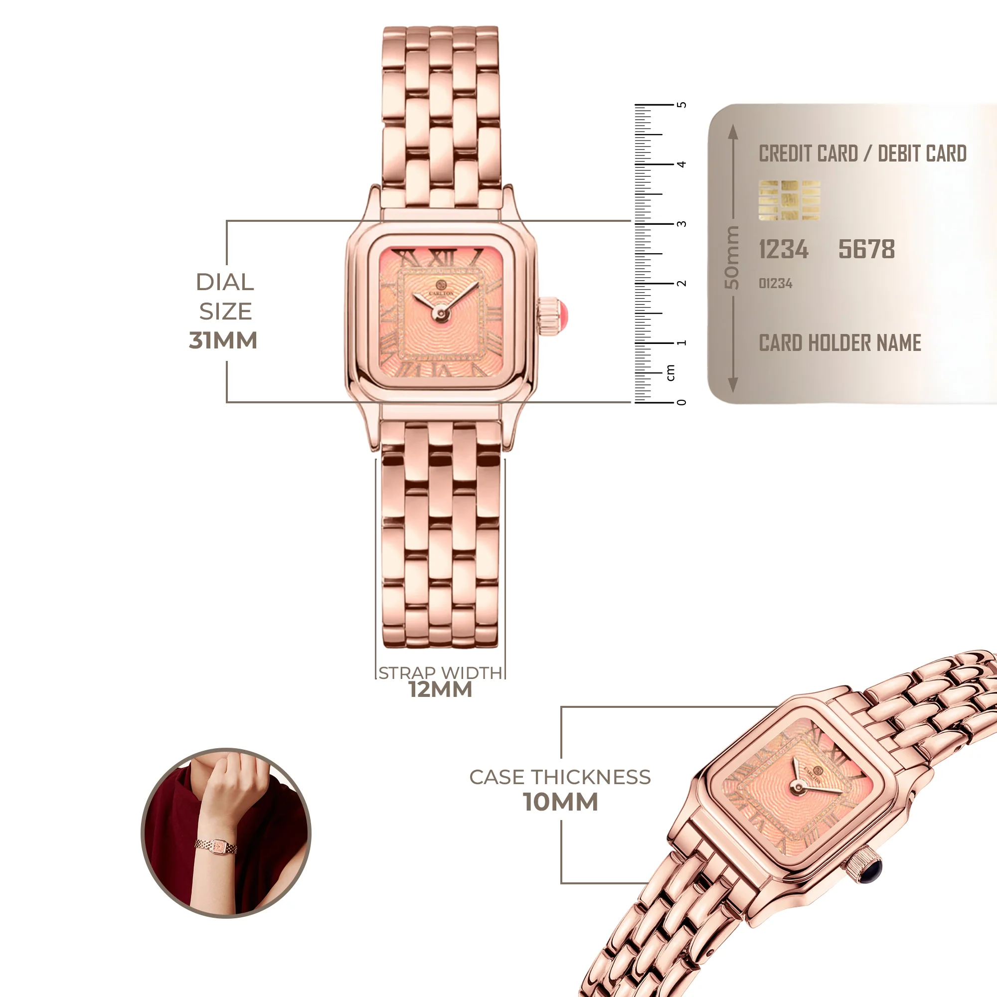Chloe Mini Pink Women Analog Watch + Bracelet - CLWWS-03 - Image 4