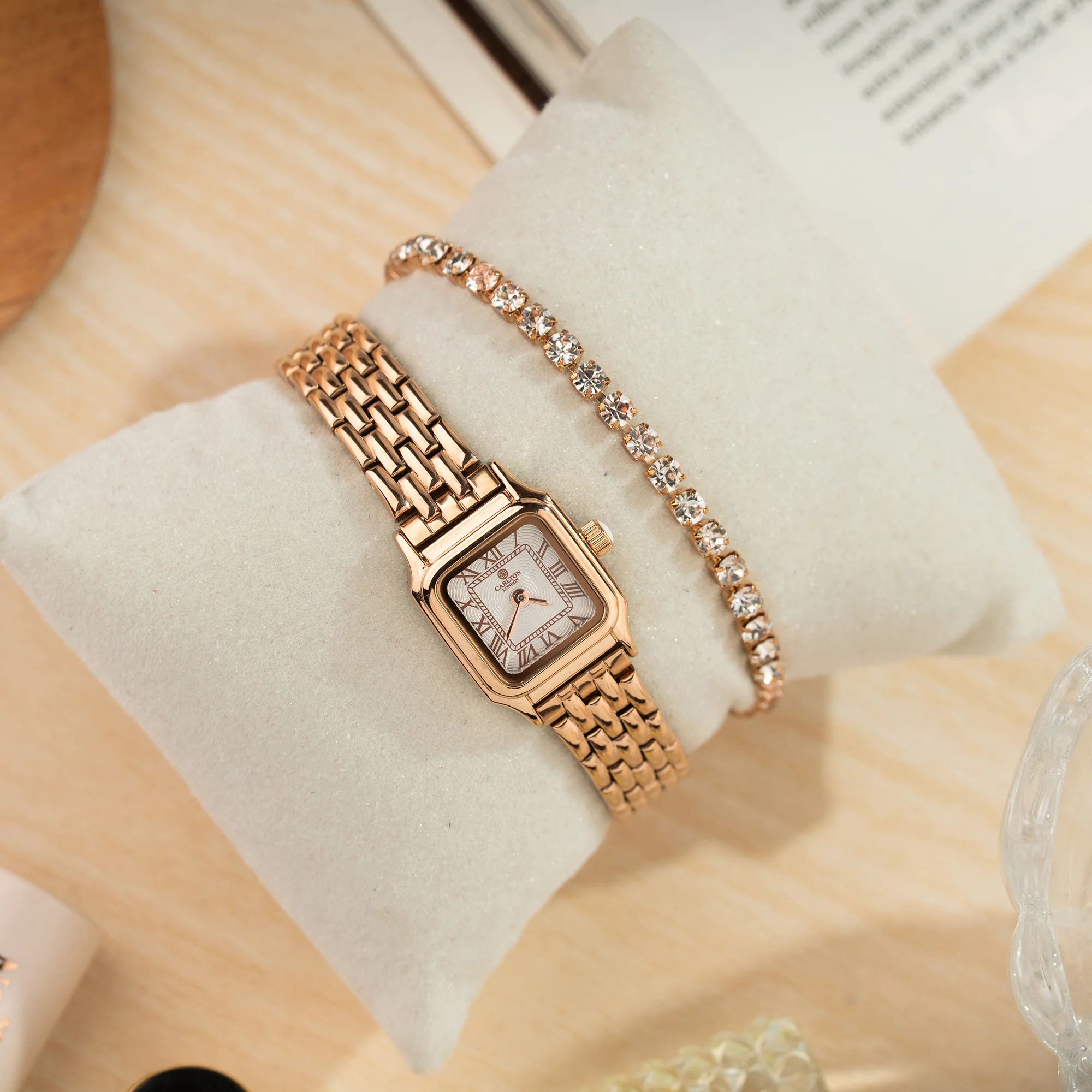 Chloe Mini White / Rose Gold Women Analog Watch + Bracelet - CLWWS-04 - Image 3