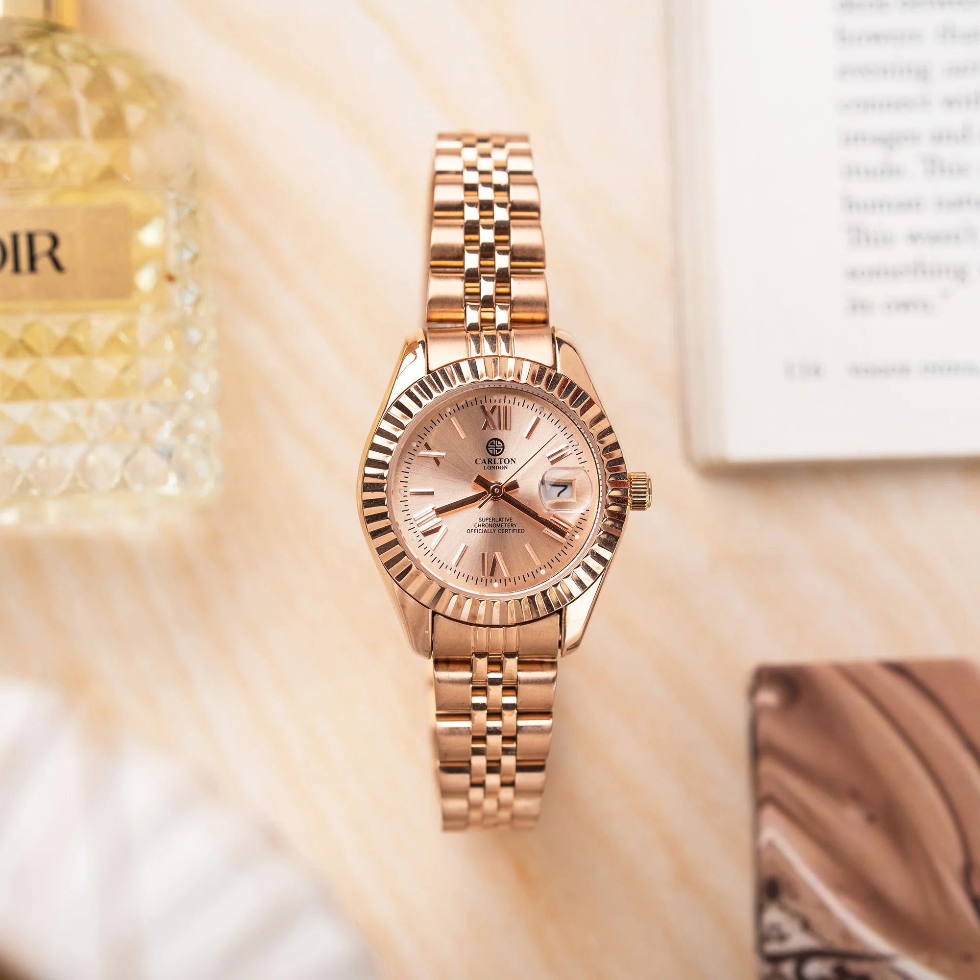 Harper: Mini Rose Gold Stainless Steel Women Analog Watch - CLRLW-002 - Image 2