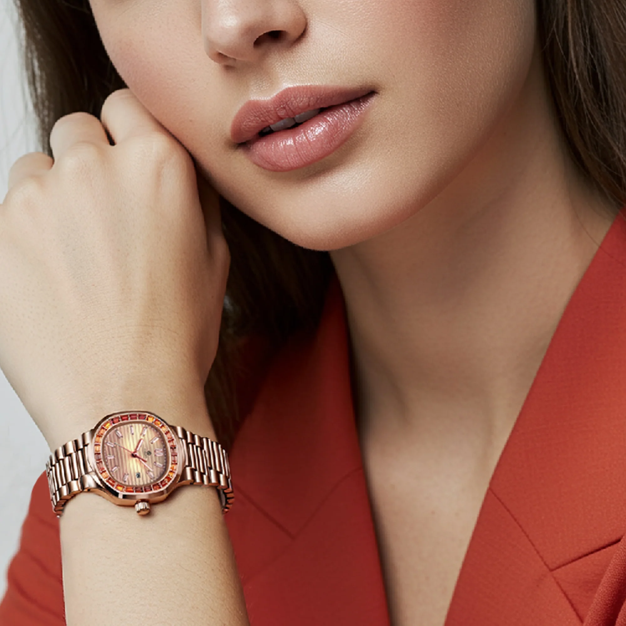 Grace: Women Peach Dial Studded Analog Watch - CLDPP-001 - Image 5