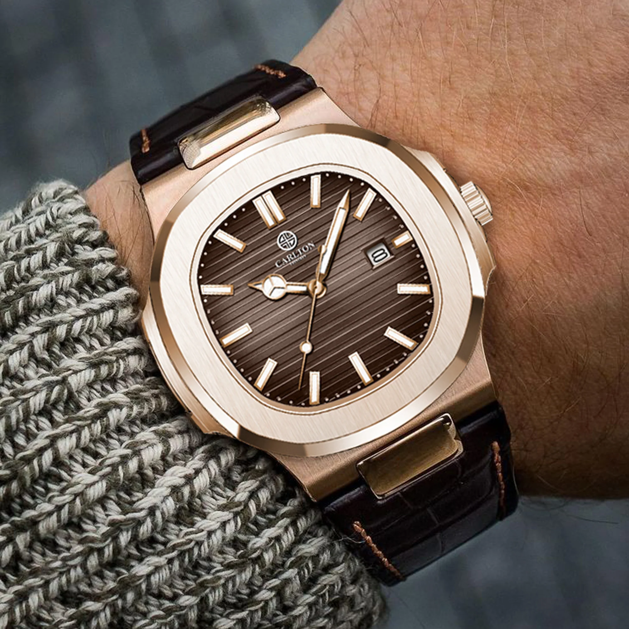 Jordan: Mens Brown Leather Analog Watch - CLJOR-002 - Image 4