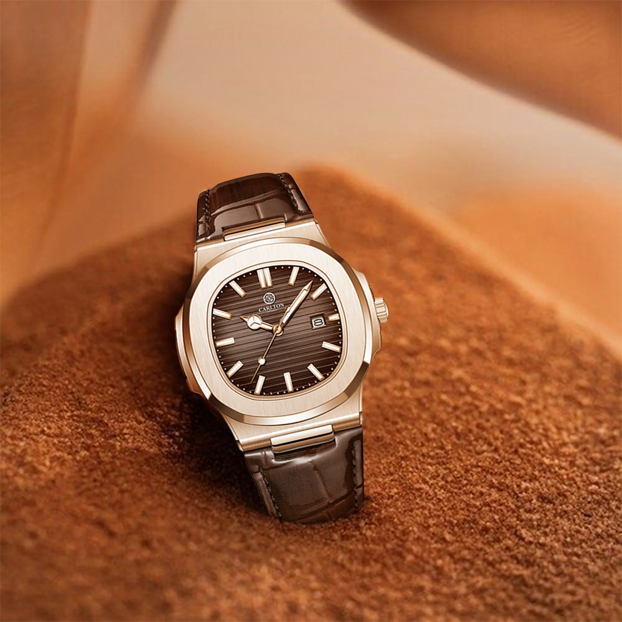 Jordan: Mens Brown Leather Analog Watch - CLJOR-002 - Image 5