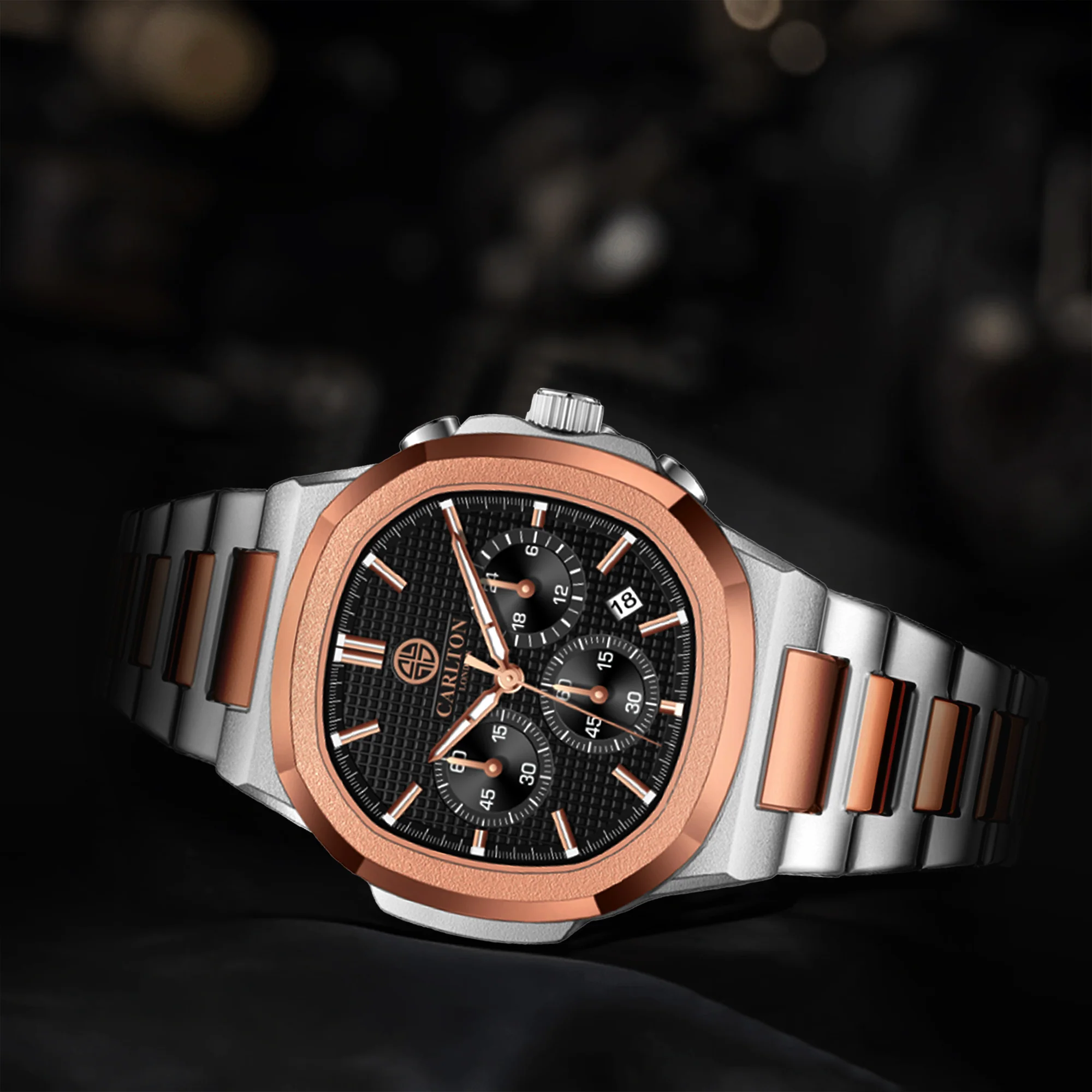 Parker: Men's Dual Tone Black Dial Analog Watch - CLSDTBLKM - Image 7