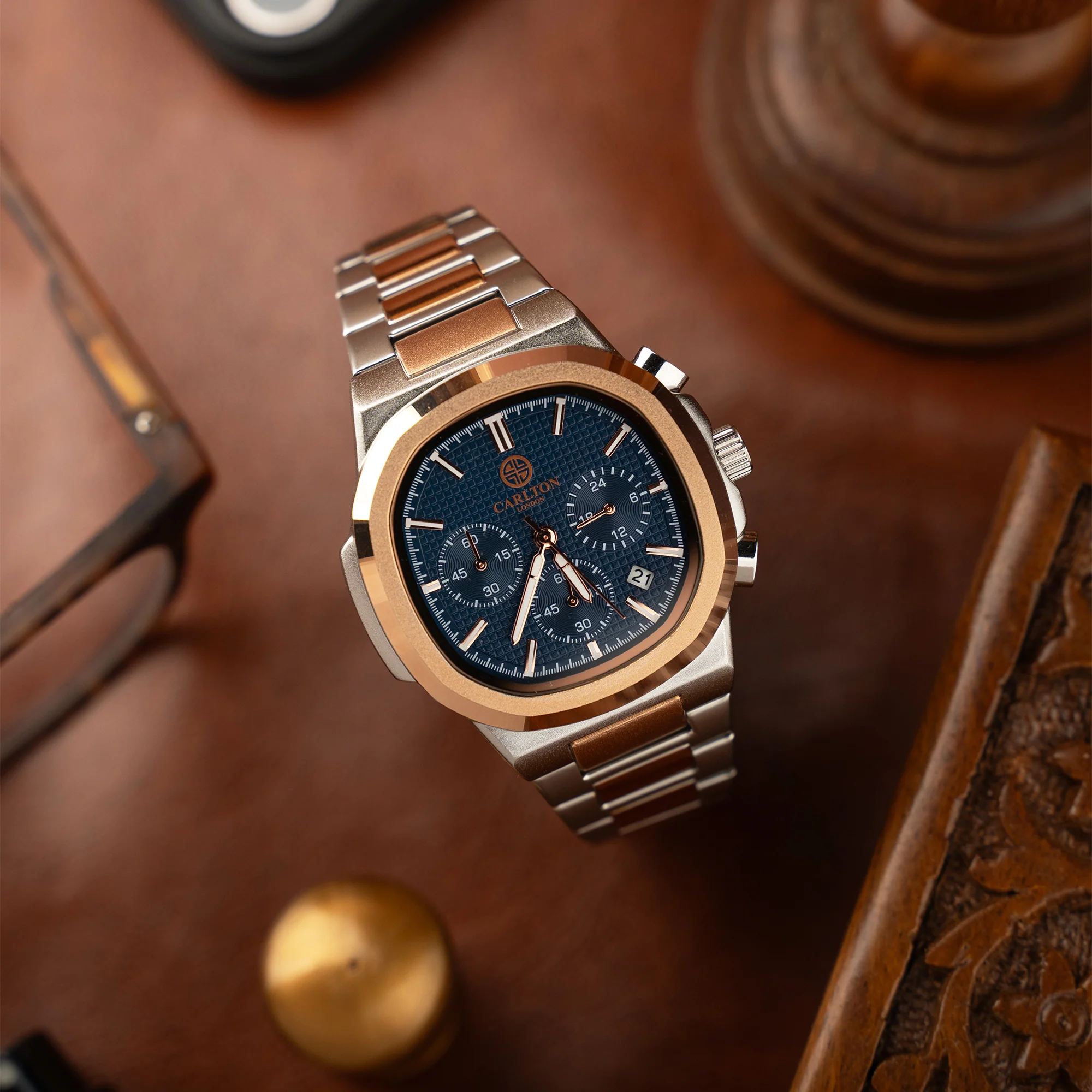 Parker: Men's Dual Tone - Blue Dial Analog Watch - CLSDTBLUM - Image 3