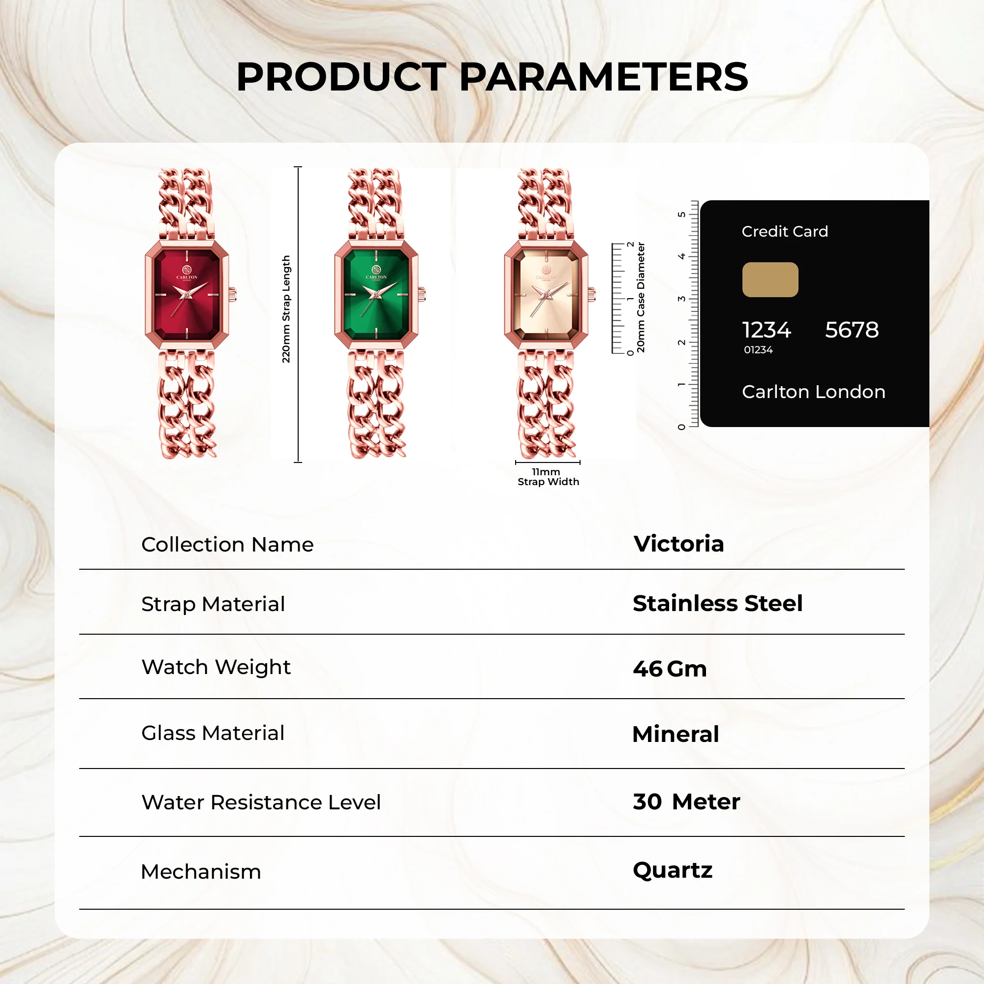 Victoria: Women's Rose Gold/Red Analog Watch - CLRGCRED - Image 6