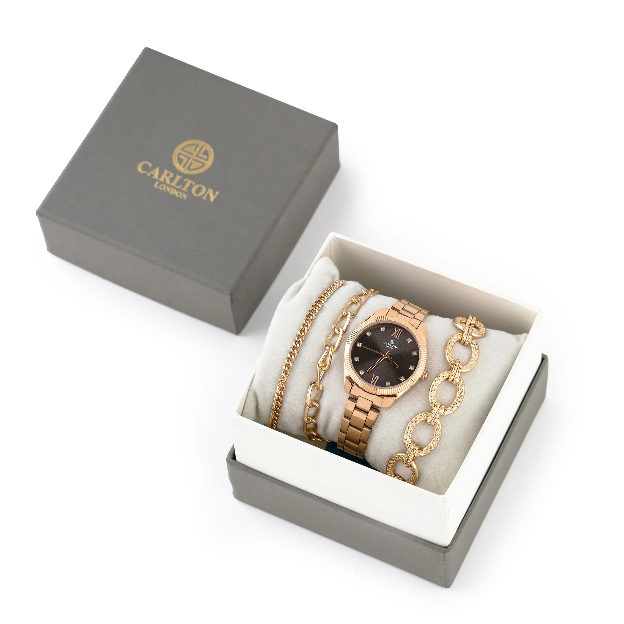 Women Gift Set 4 Of Black Dial Watch + 3  Bracelets - CLPLG075 - Image 8