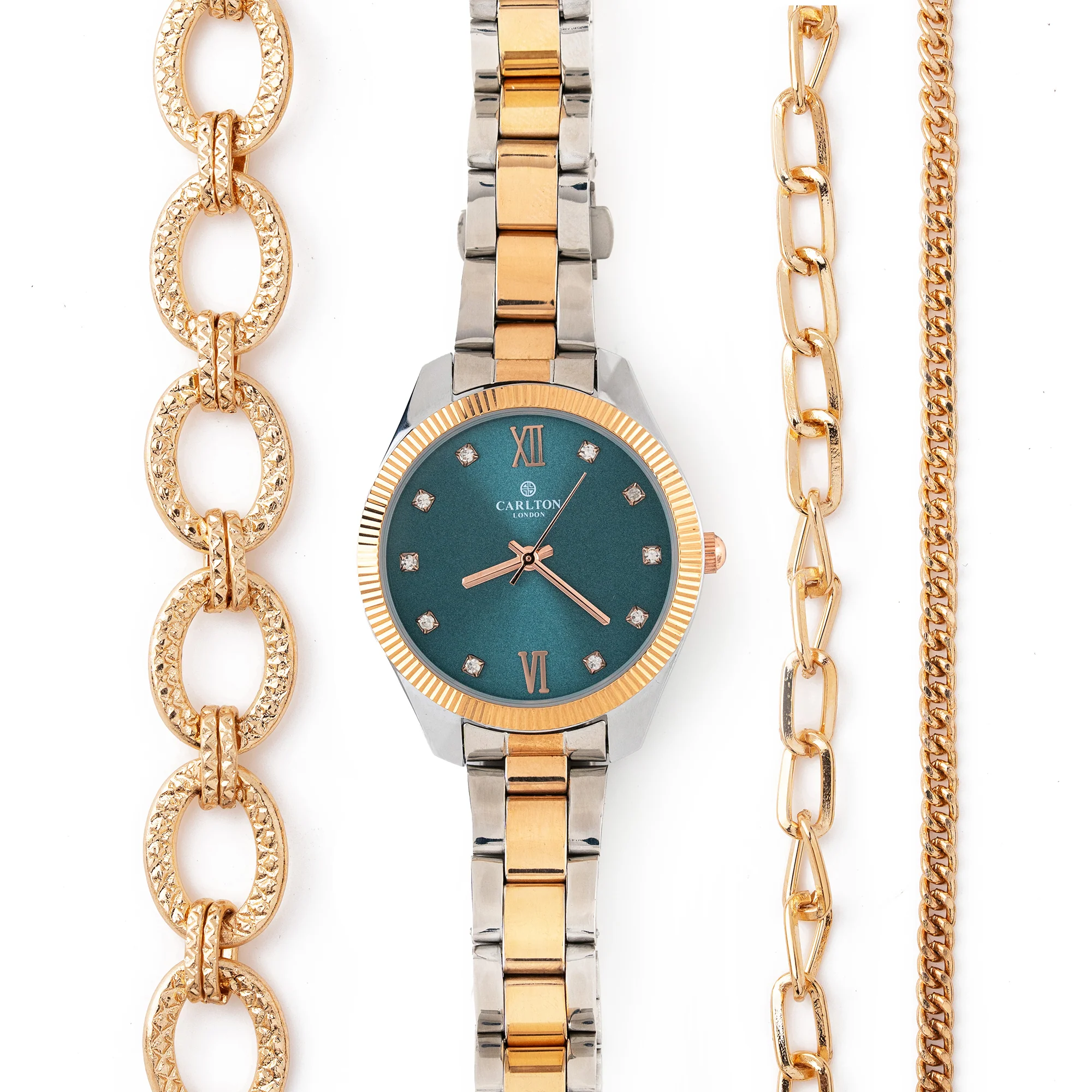 Women Gift Set 4 Of Blue Dial Watch + 3  Bracelets - CLPLG076 - Image 7