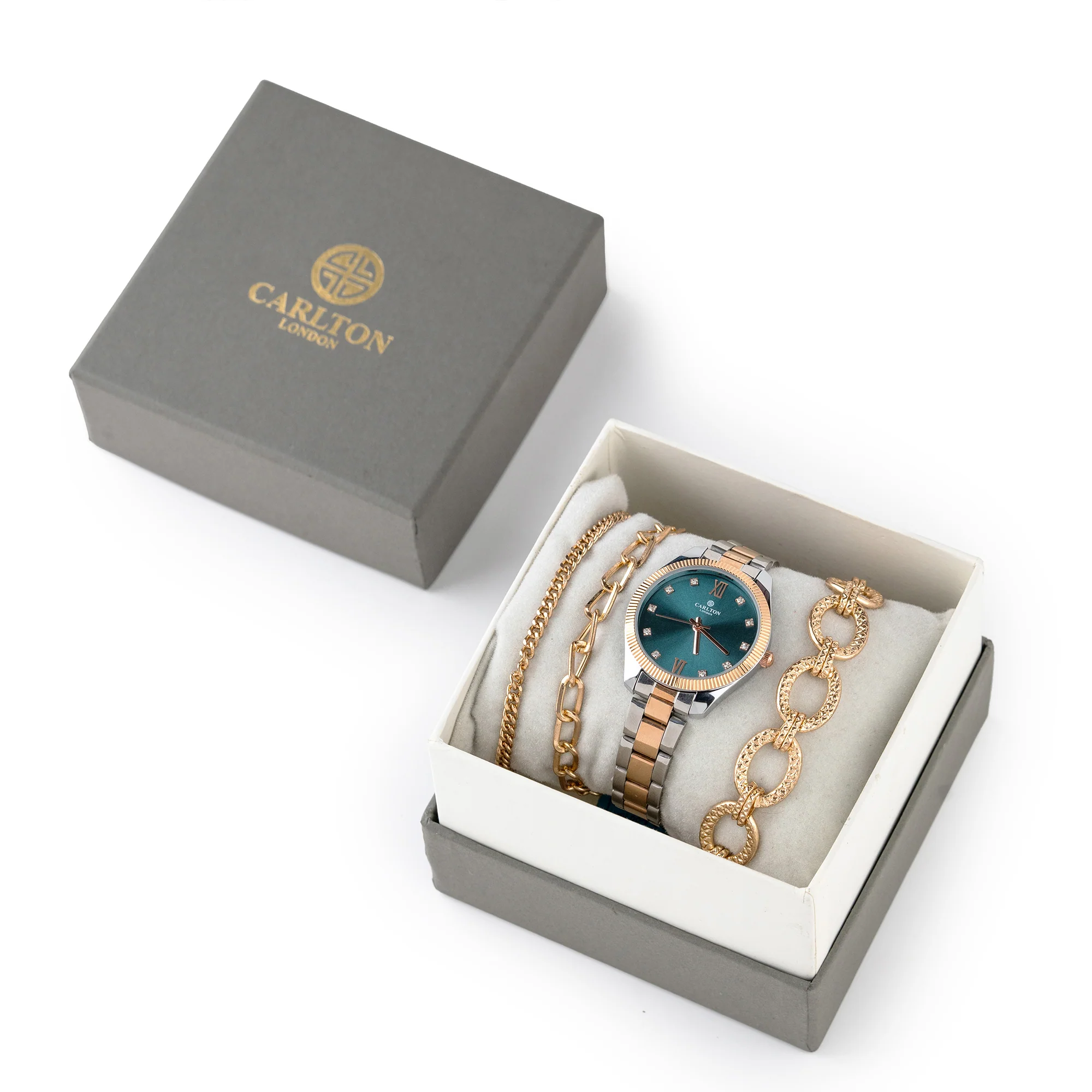 Women Gift Set 4 Of Blue Dial Watch + 3  Bracelets - CLPLG076 - Image 8