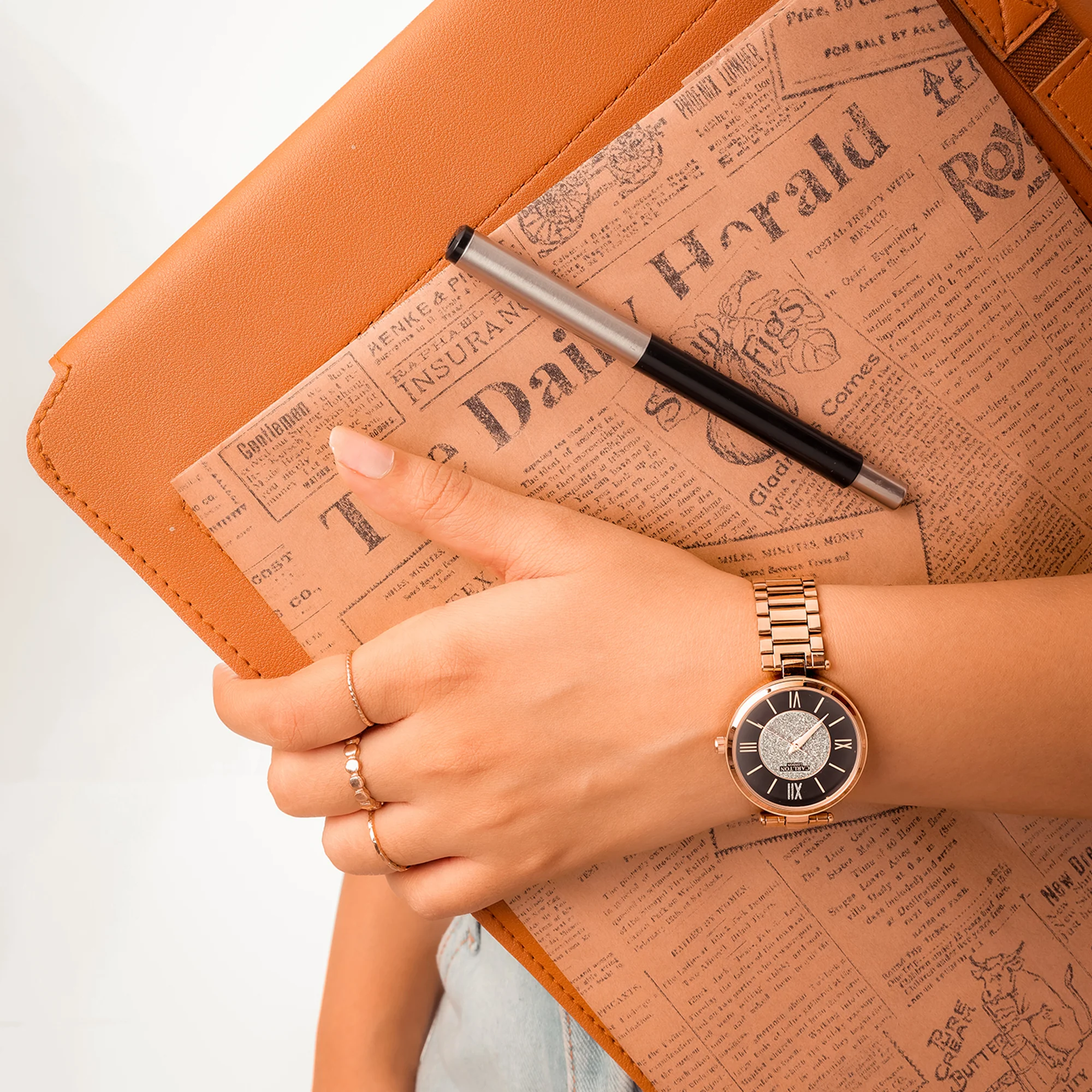 Sabrina: Women's Rose Gold/Black Analog Watch - CLRGSBLK