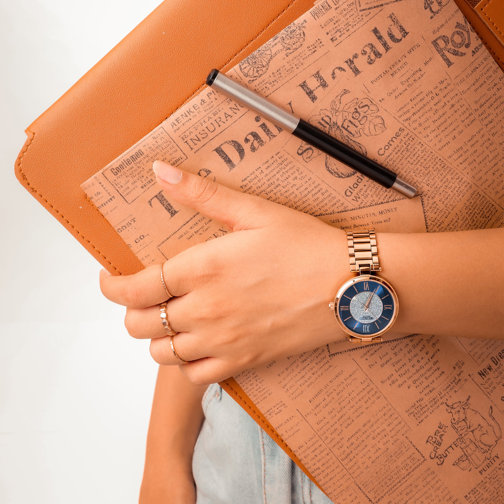 Sabrina: Women's Rose Gold/Blue Analog Watch - CLRGSBLU