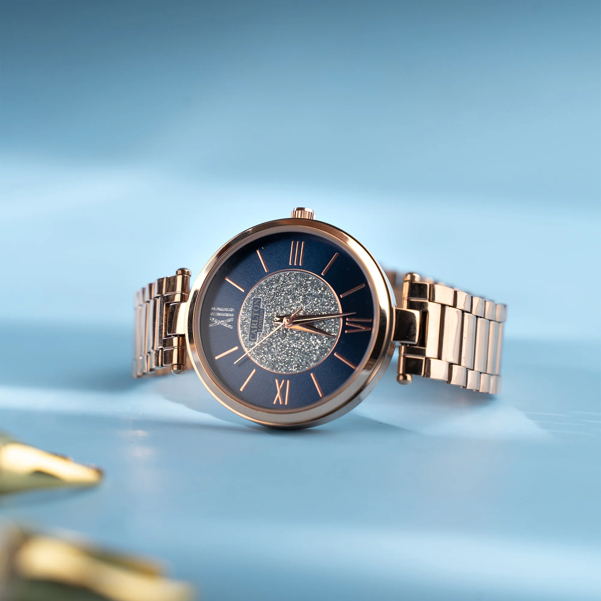 Sabrina: Women's Rose Gold/Blue Analog Watch - CLRGSBLU - Image 2