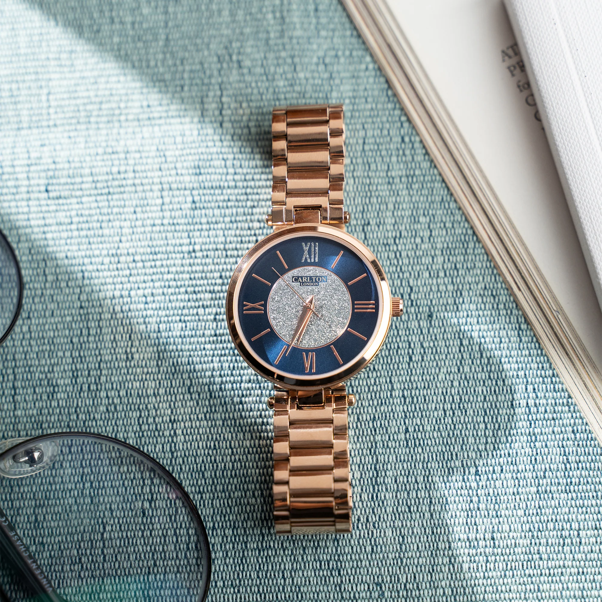 Sabrina: Women's Rose Gold/Blue Analog Watch - CLRGSBLU - Image 4