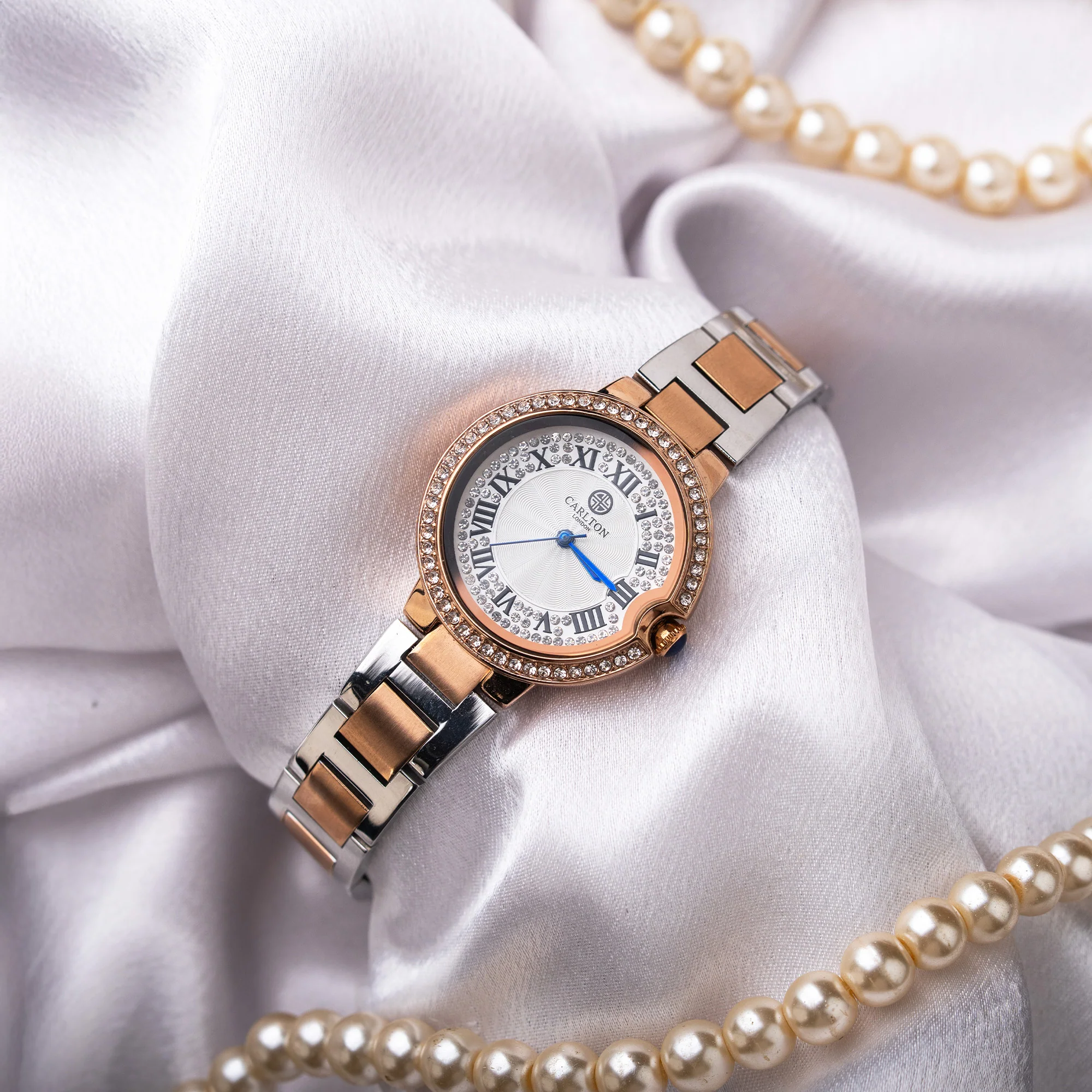 Charlotte : White/ Dual Tone Stainless Steel Women Analog Watch - CLDTRGS-003 - Image 2