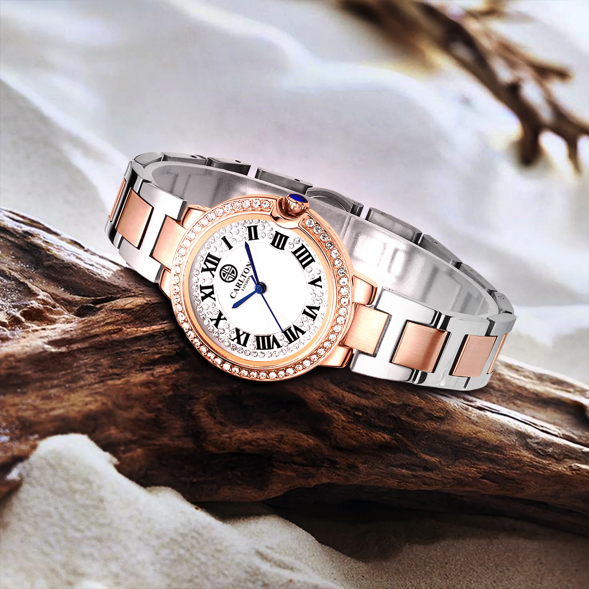 Charlotte : White/ Dual Tone Stainless Steel Women Analog Watch - CLDTRGS-003 - Image 3
