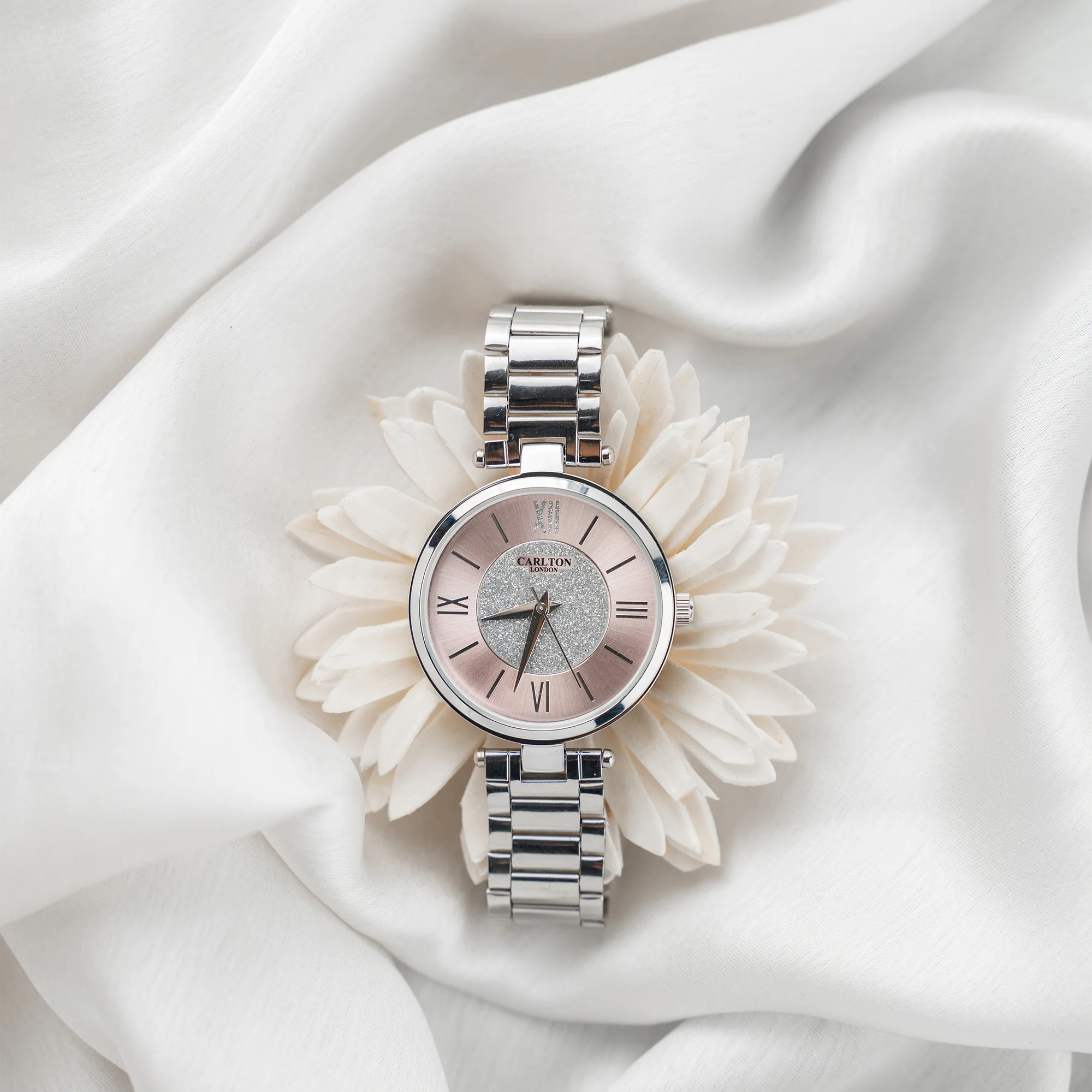 Sabrina: Women's Silver/Pink Analog Watch - CLSPNK - Image 3