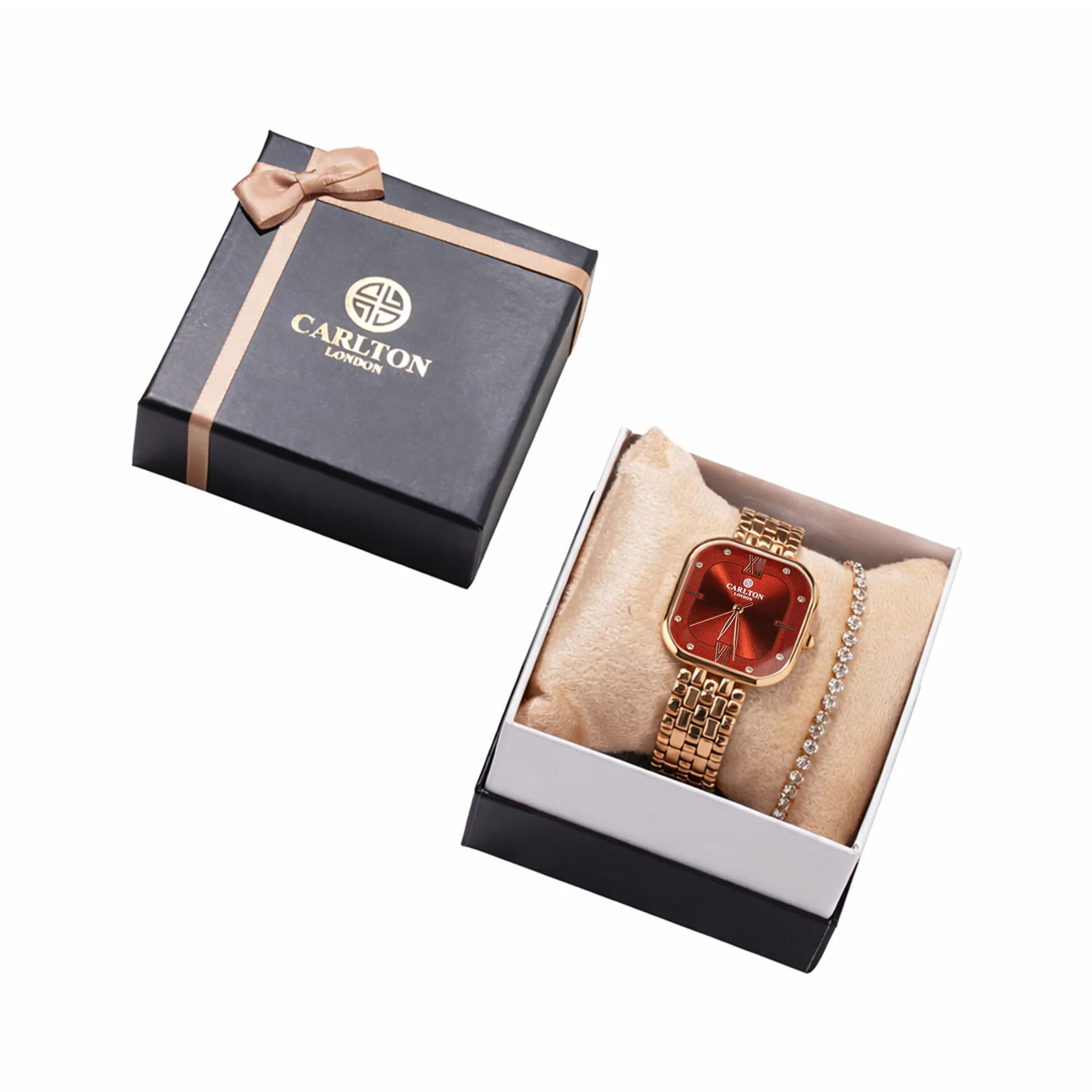 Women Watch Gift 2 - Chelsea Red Analog Watch + Tennis Bracelet - CLPLG118 - Image 7